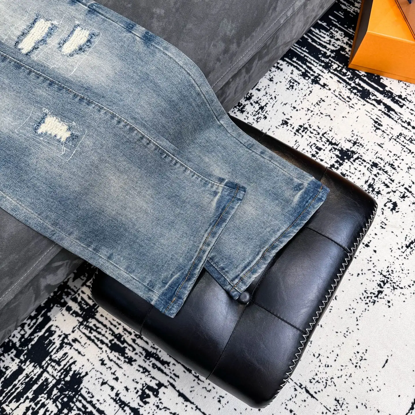 Distressed Embroidered Flare-Leg Jeans D18523101 — view 12