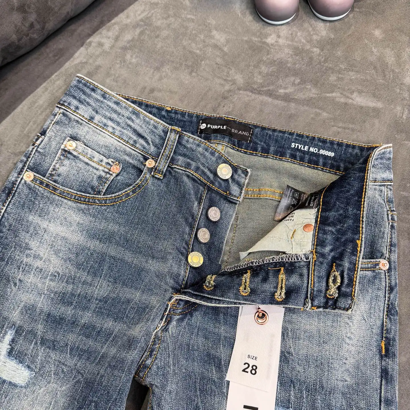 Distressed Embroidered Patch Flare Jeans D18523112 — view 7
