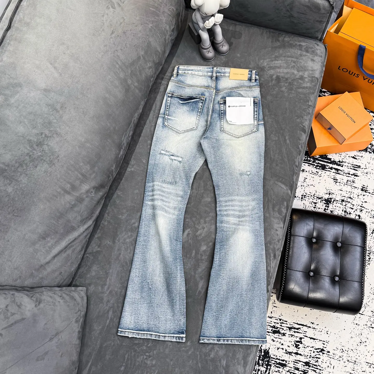 Distressed Flare-Leg Embroidered Jeans D18523109 — view 2