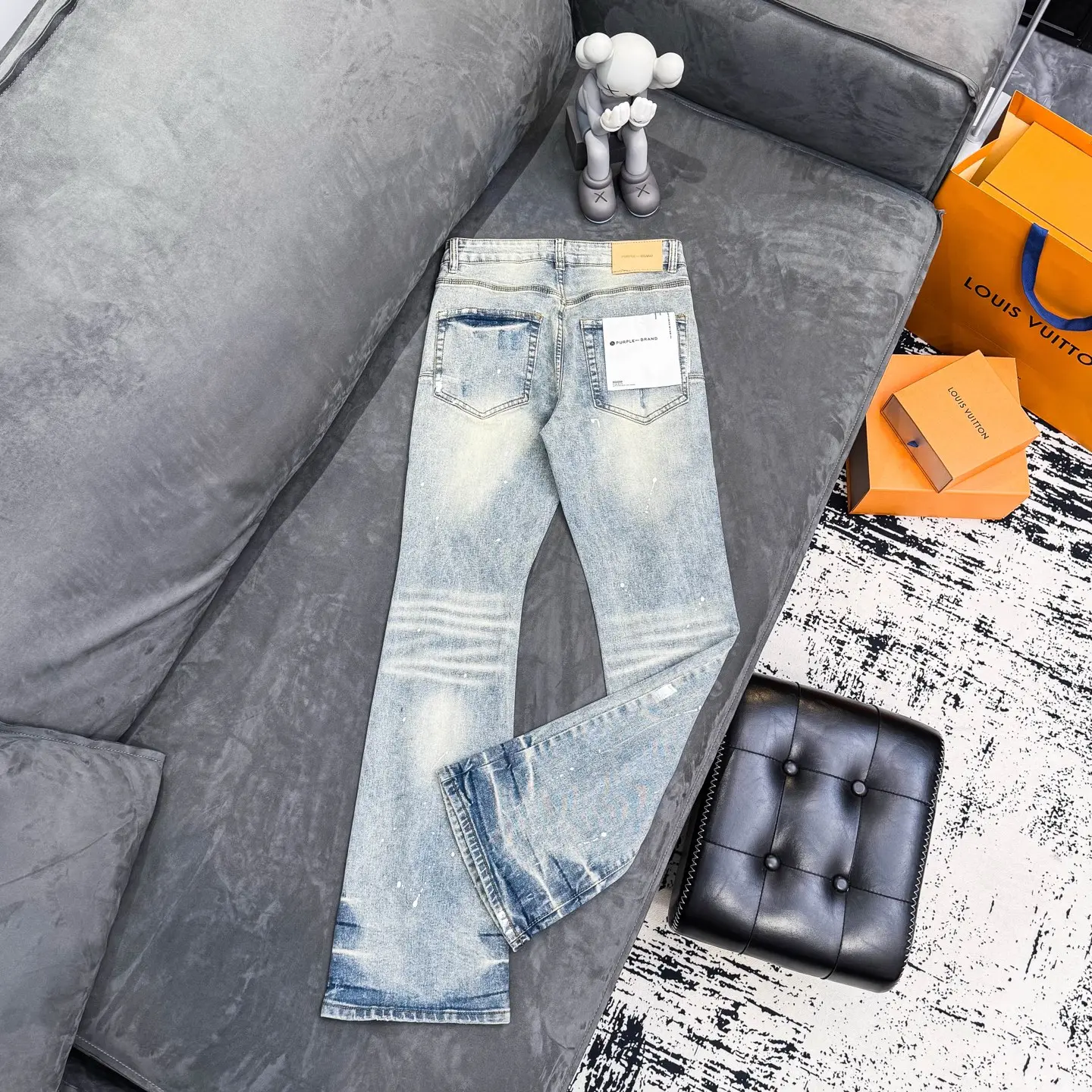 Logo Print Paint-Splatter Flare Jeans D18523097 — view 3