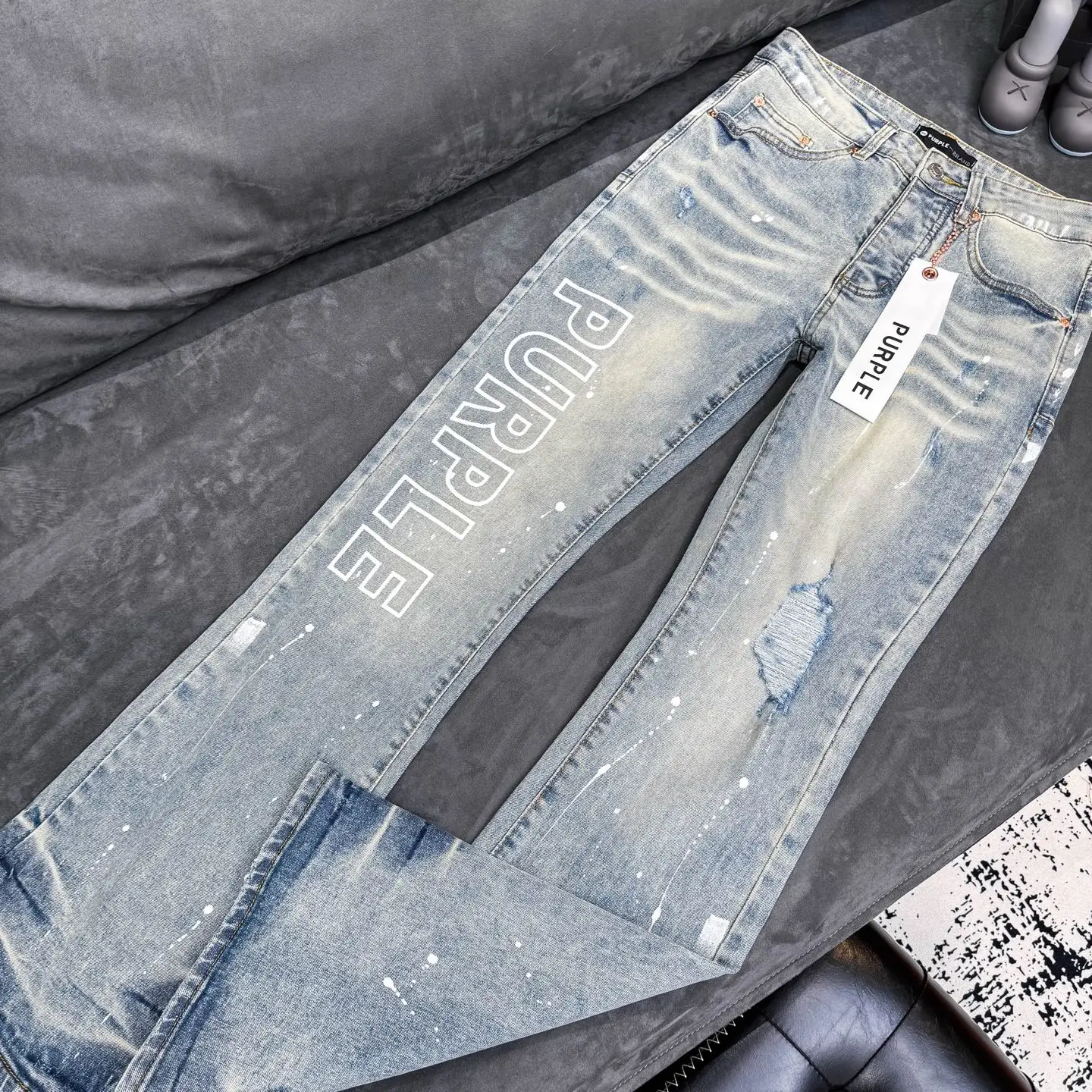 Logo Print Paint-Splatter Flare Jeans D18523097 — view 8