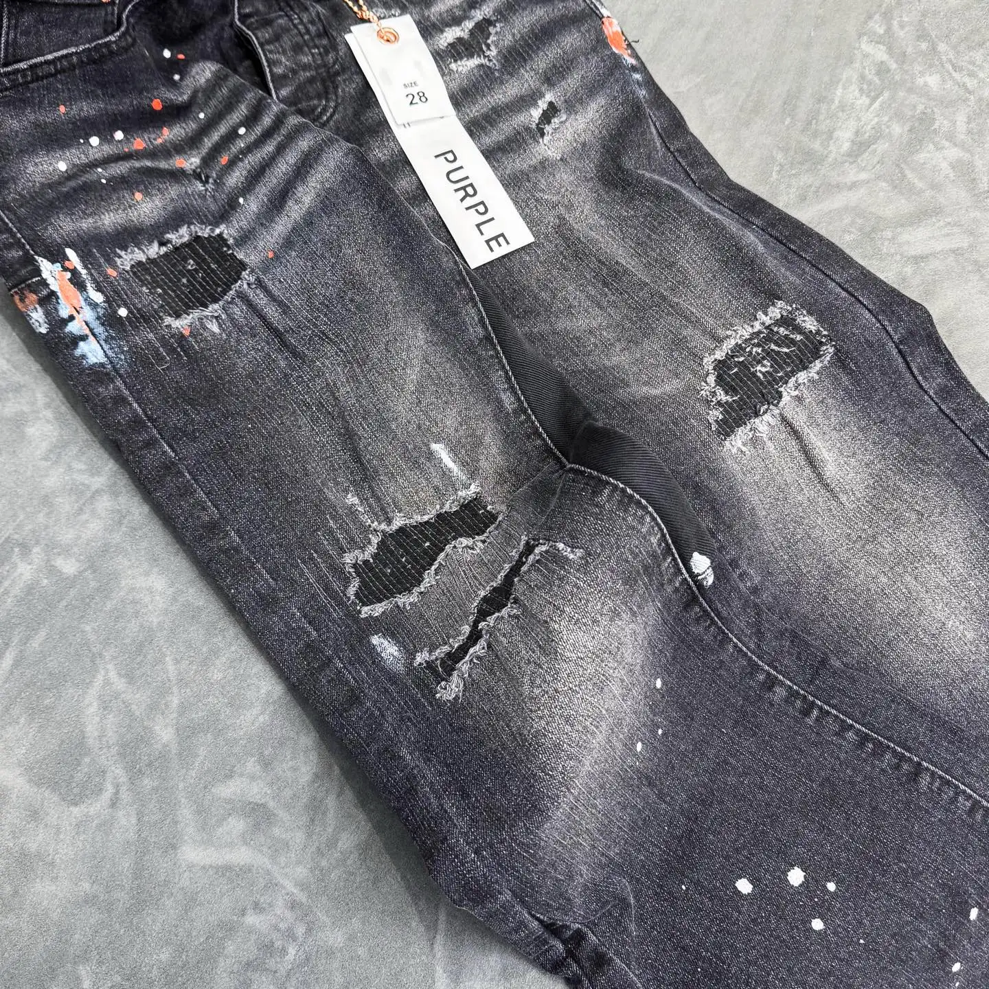 Distressed Paint-Splatter Flare Jeans D18523103 — view 10