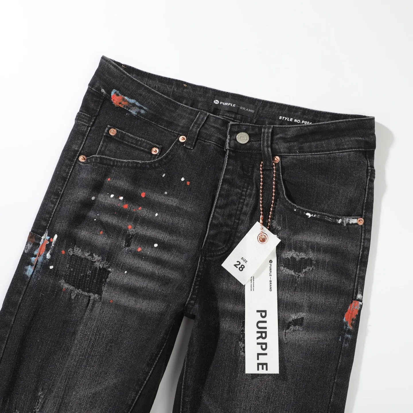 Paint-Splatter Distressed Flare-Leg Jeans D18523102 — view 3