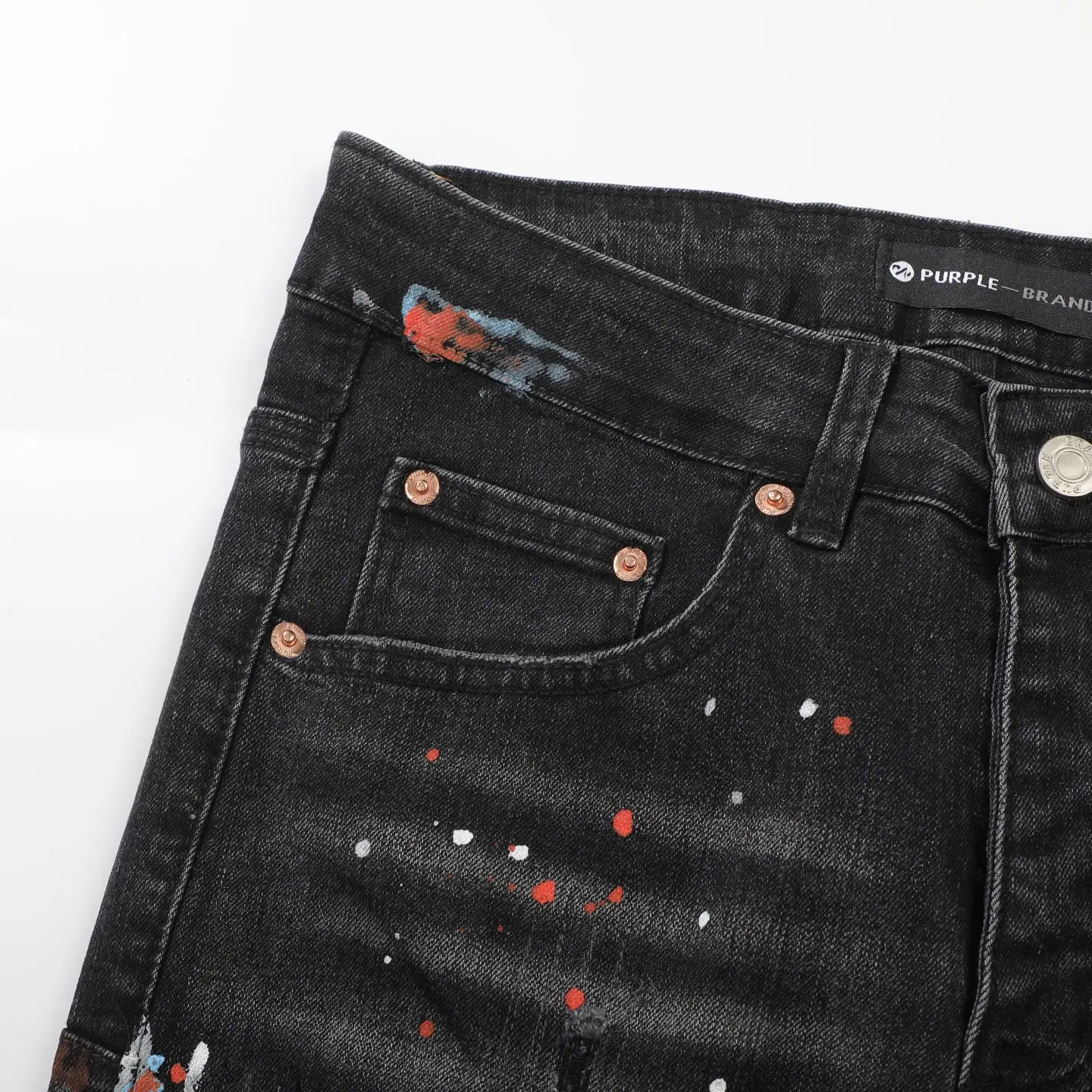 Paint-Splatter Distressed Flare-Leg Jeans D18523102 — view 7