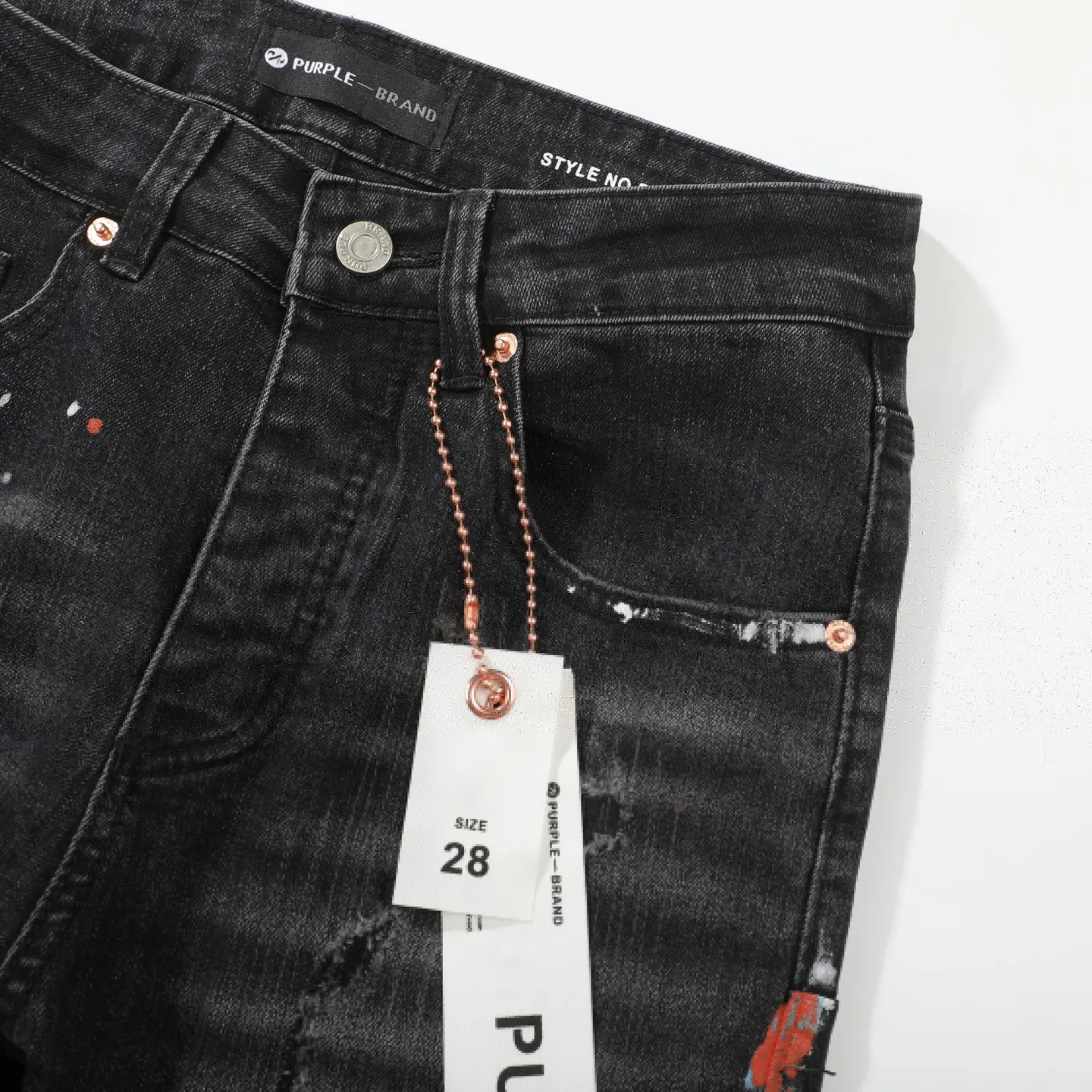 Paint-Splatter Distressed Flare-Leg Jeans D18523102 — view 8