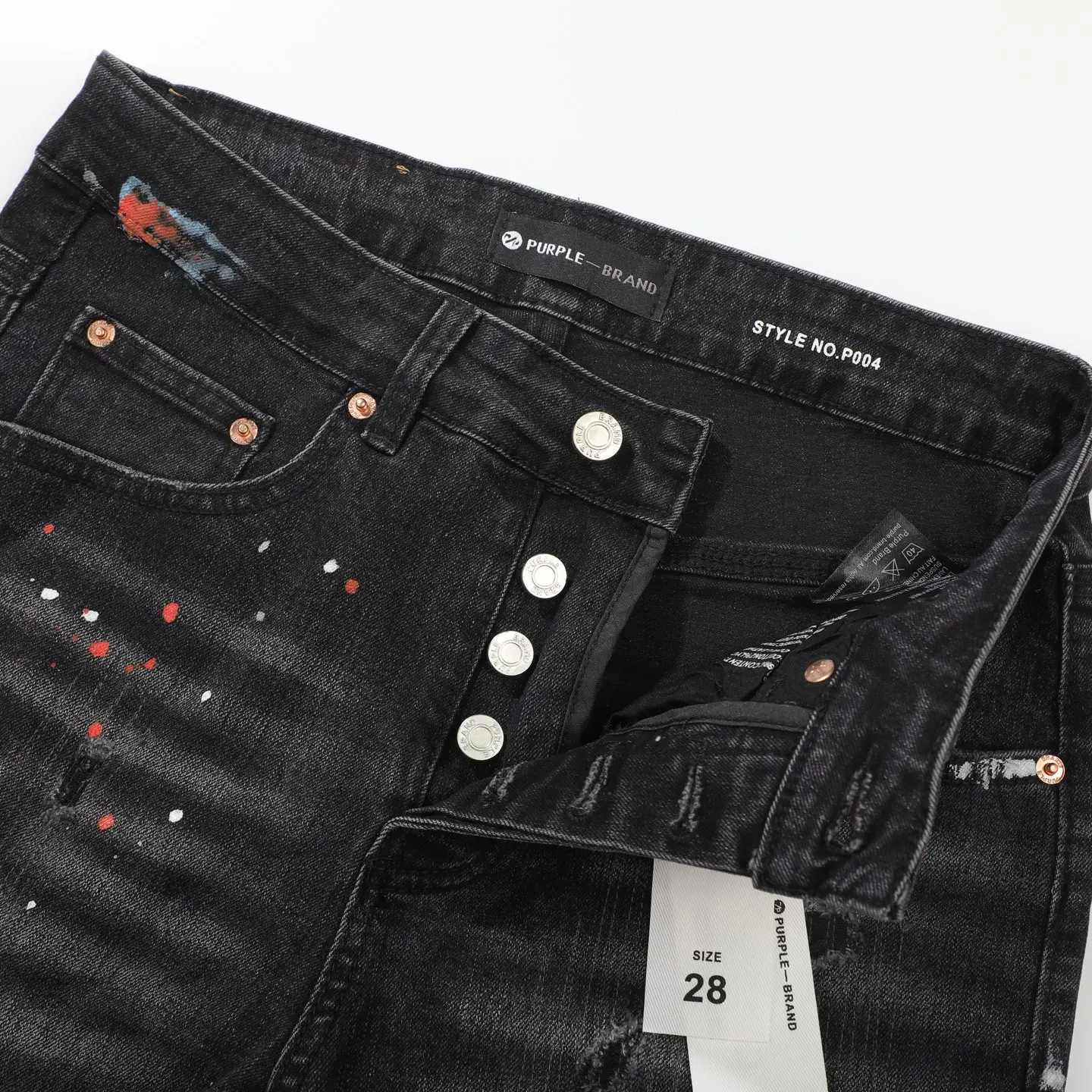 Paint-Splatter Distressed Flare-Leg Jeans D18523102 — view 10
