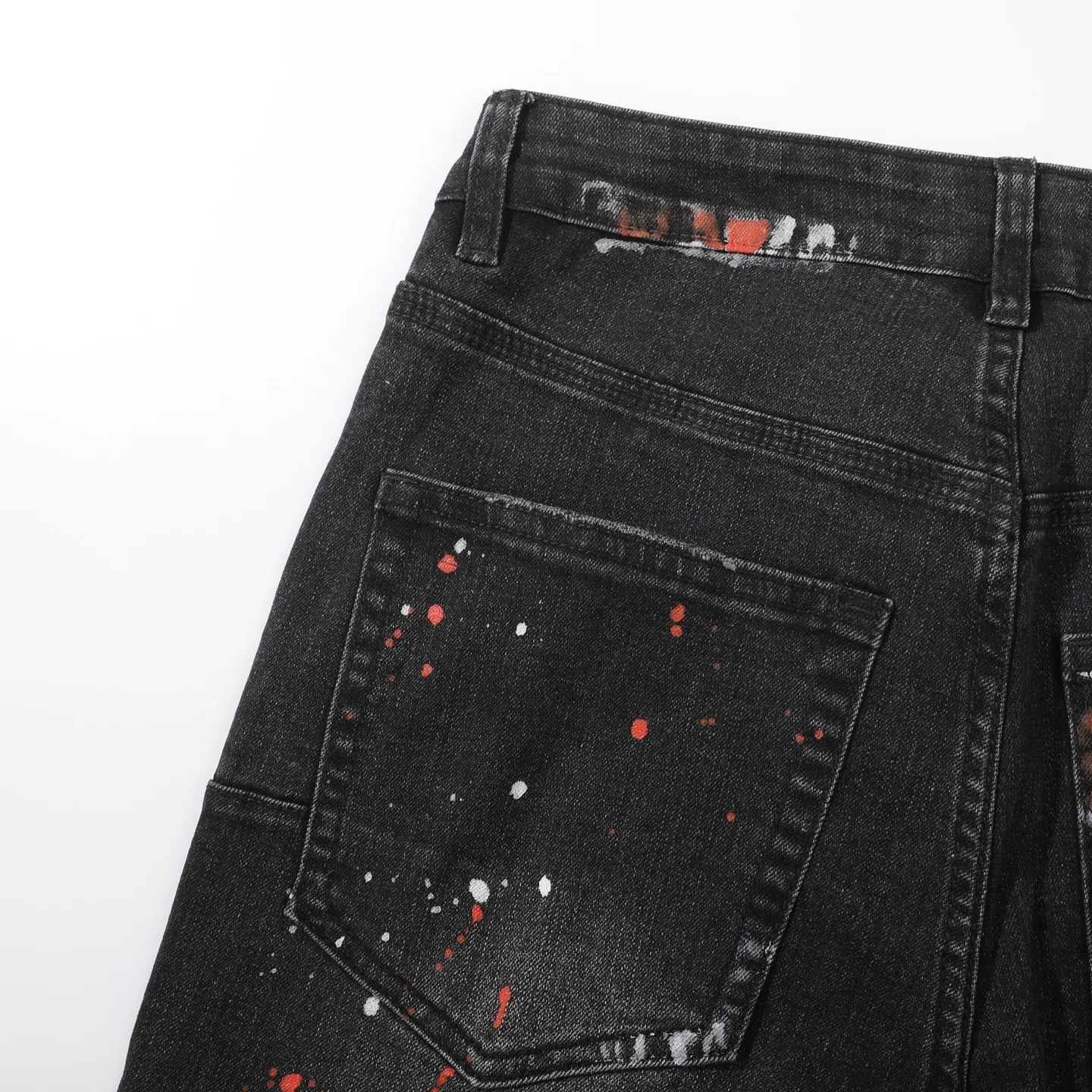 Paint-Splatter Distressed Flare-Leg Jeans D18523102 — view 12