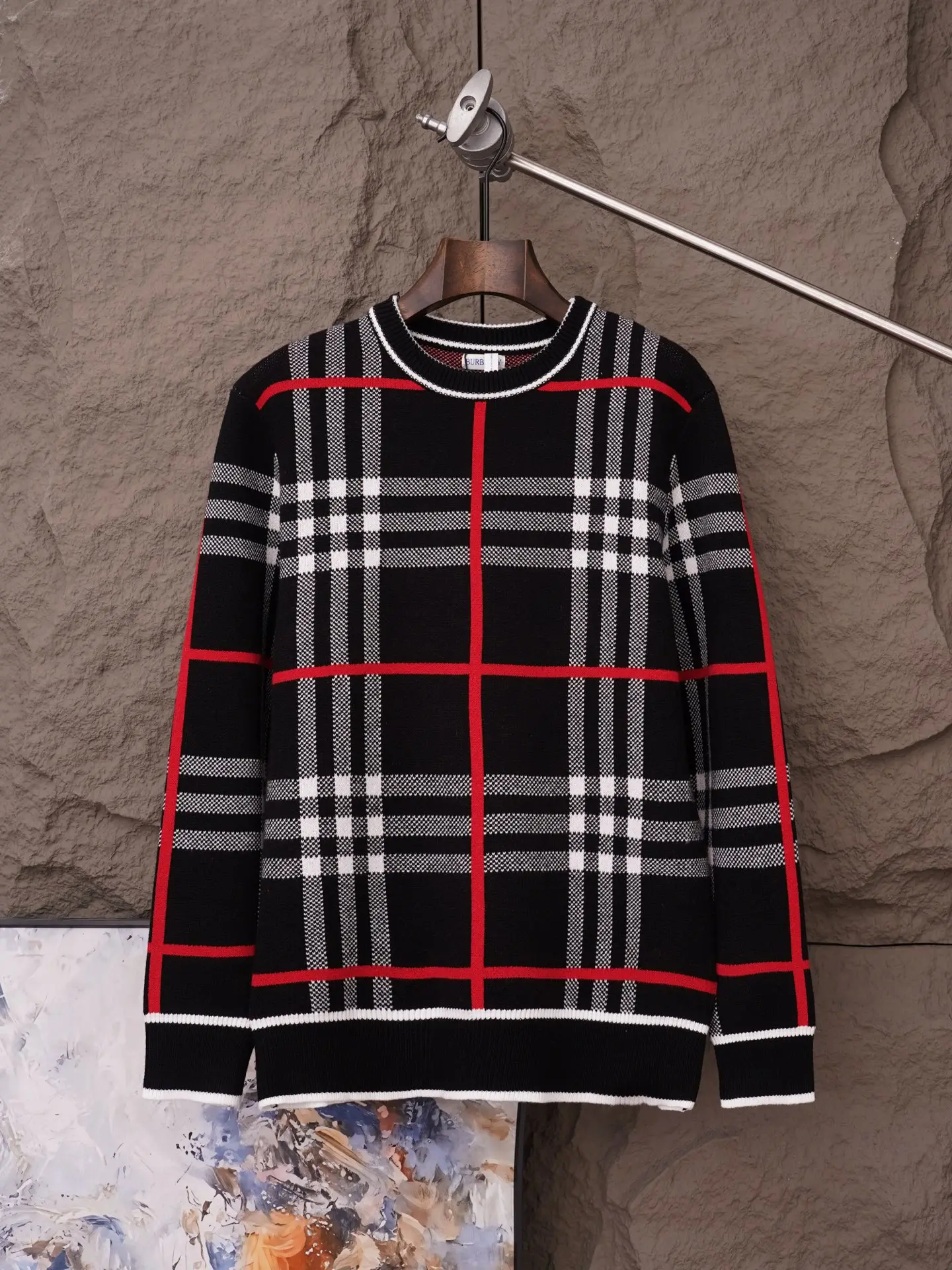 Check Intarsia Wool and Mohair-Blend Sweater D19021107