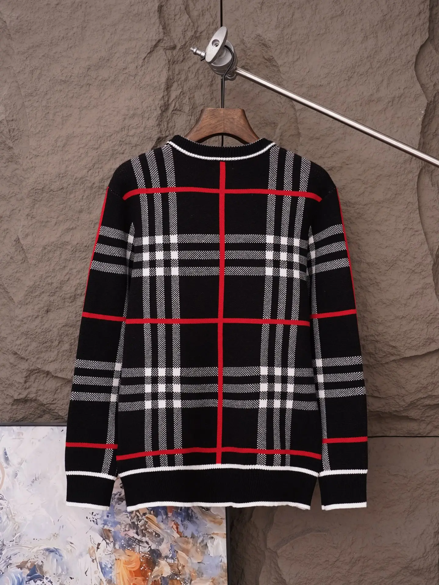 Check Intarsia Wool and Mohair-Blend Sweater D19021107 — view 2