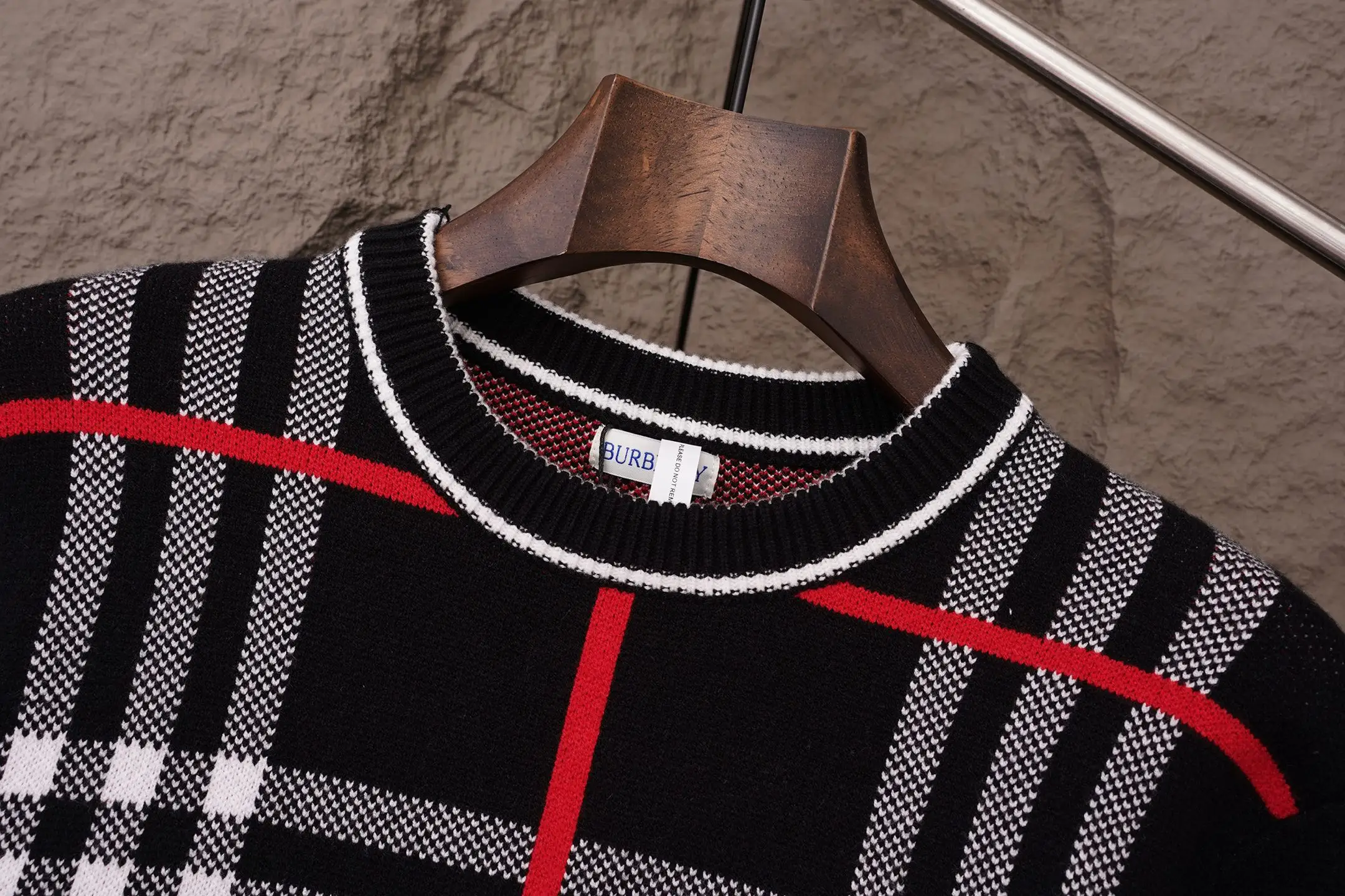 Check Intarsia Wool and Mohair-Blend Sweater D19021107 — view 3