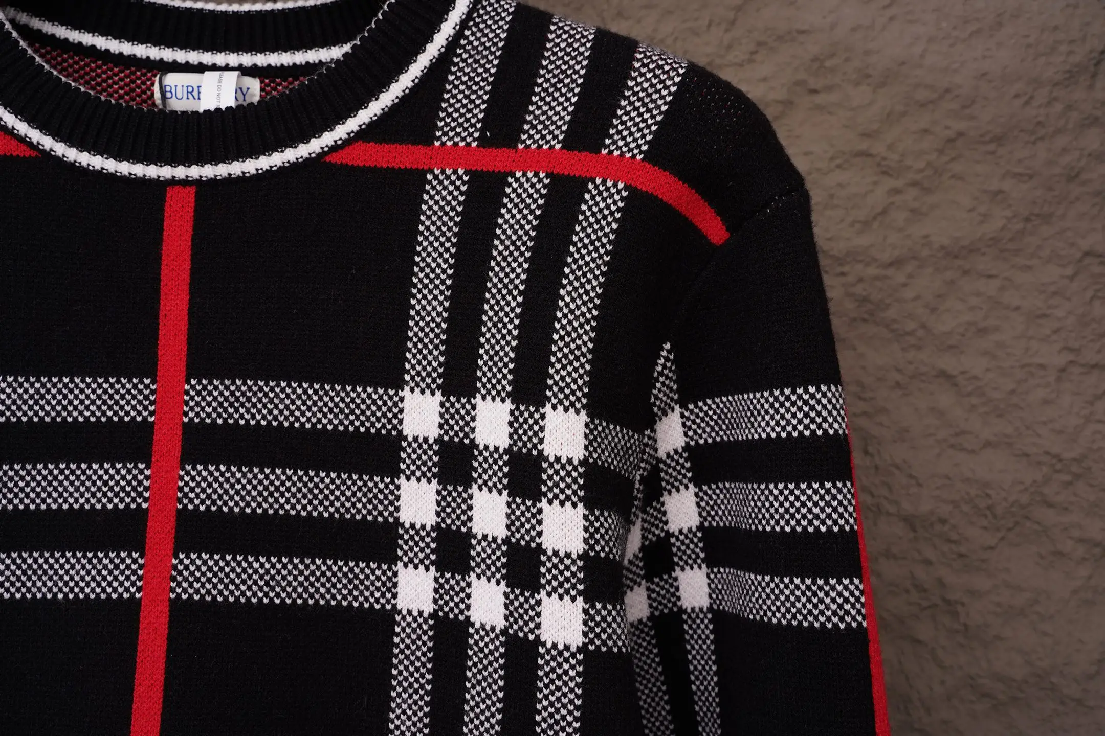 Check Intarsia Wool and Mohair-Blend Sweater D19021107 — view 4