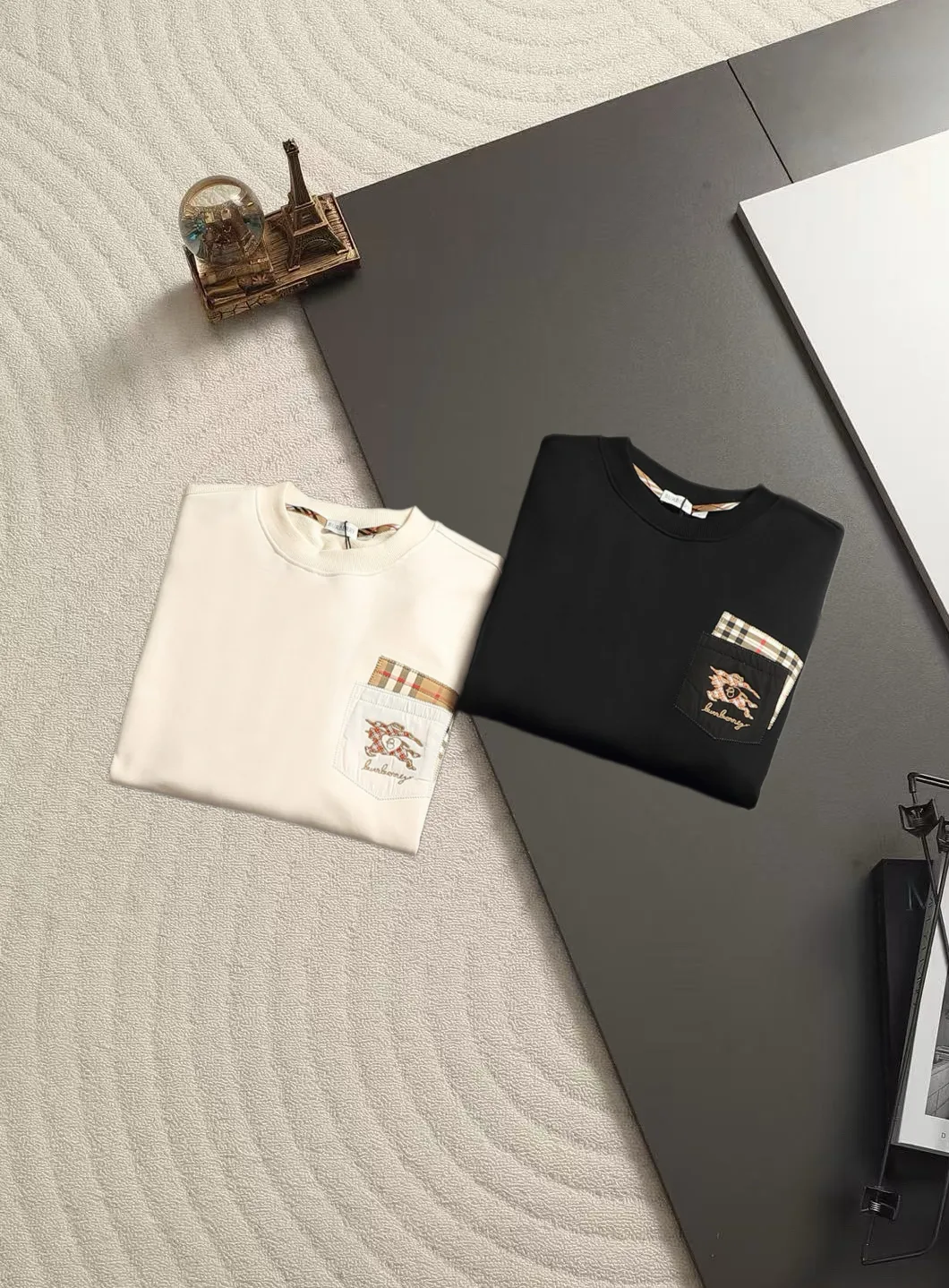 Logo Embroidery Check-Trim Sweatshirt D19021509 — view 2