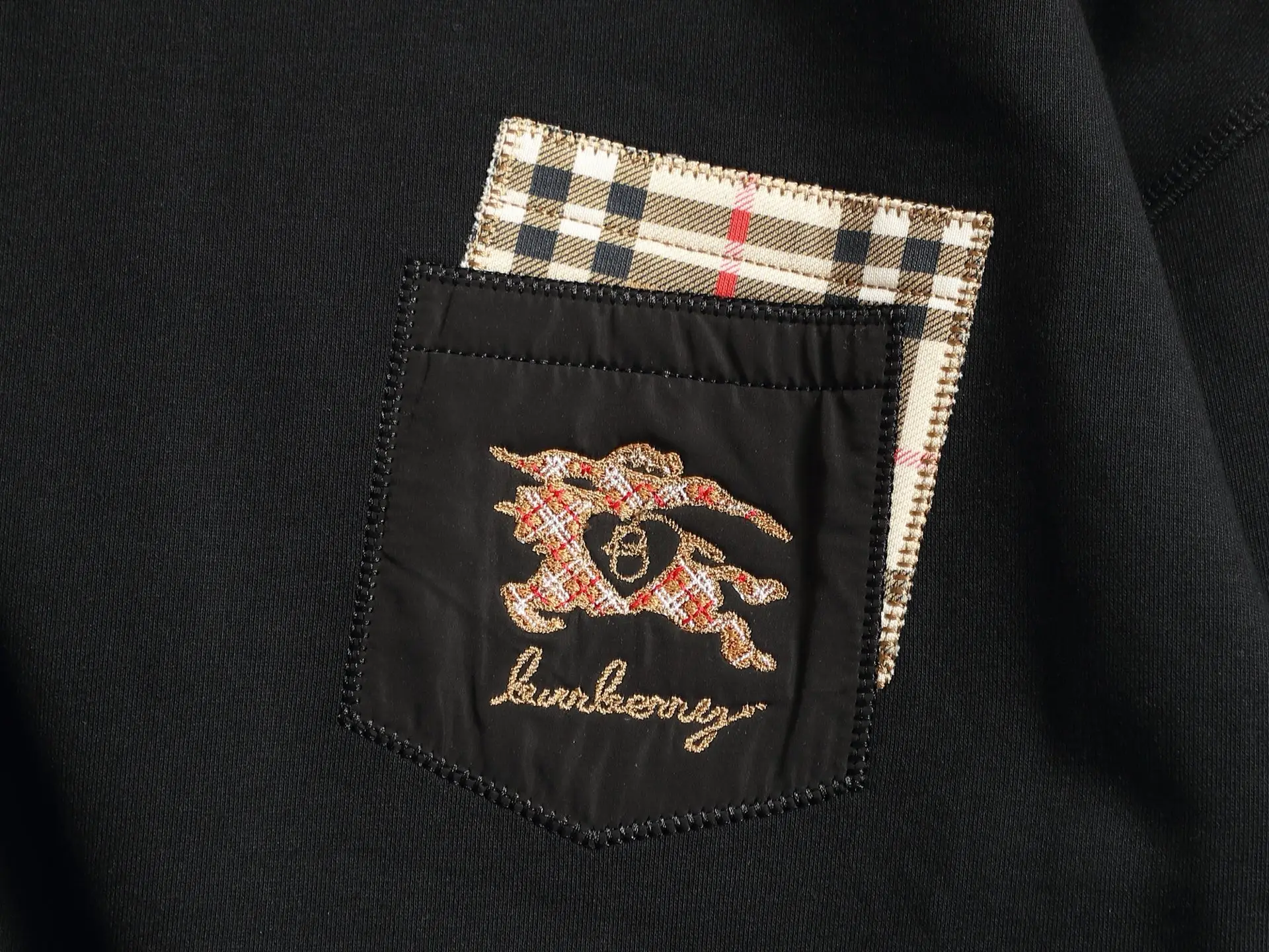 Logo Embroidery Check-Trim Sweatshirt D19021509 — view 4