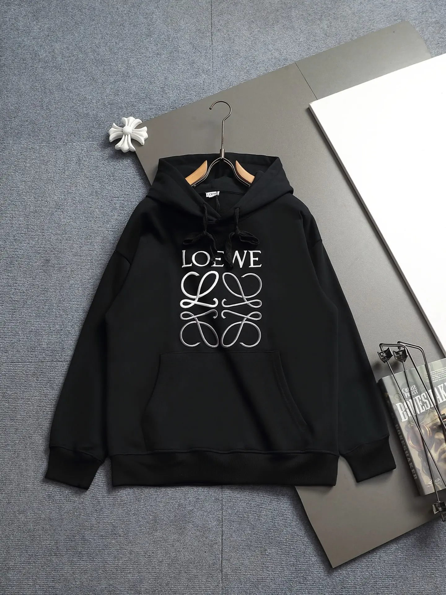 Anagram Embroidered Cotton-Blend Hoodie D19023300