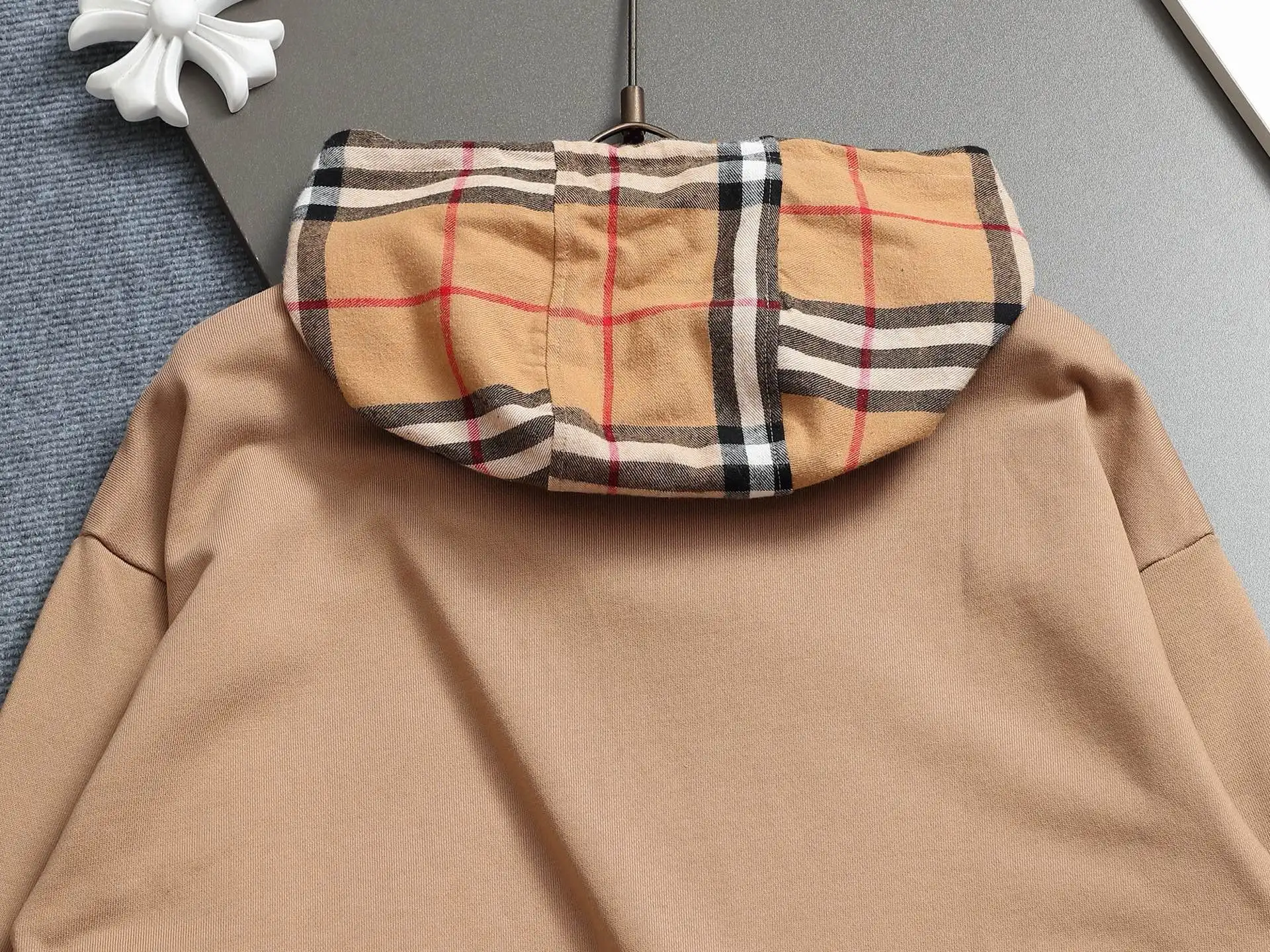 Check-Lined Cotton-Blend Hoodie D19023281 — view 10