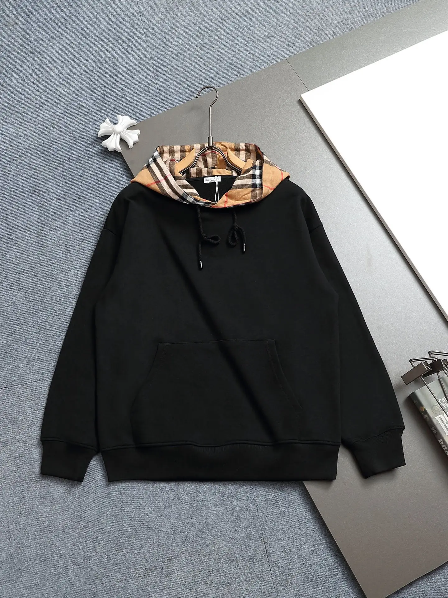 Vintage Check Lined Cotton-Blend Hoodie D19023282