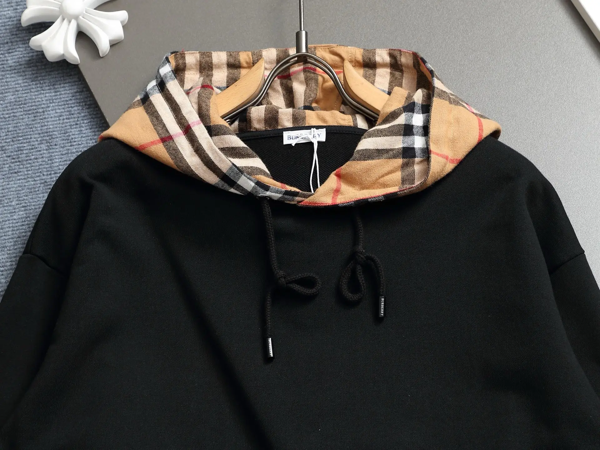 Vintage Check Lined Cotton-Blend Hoodie D19023282 — view 3