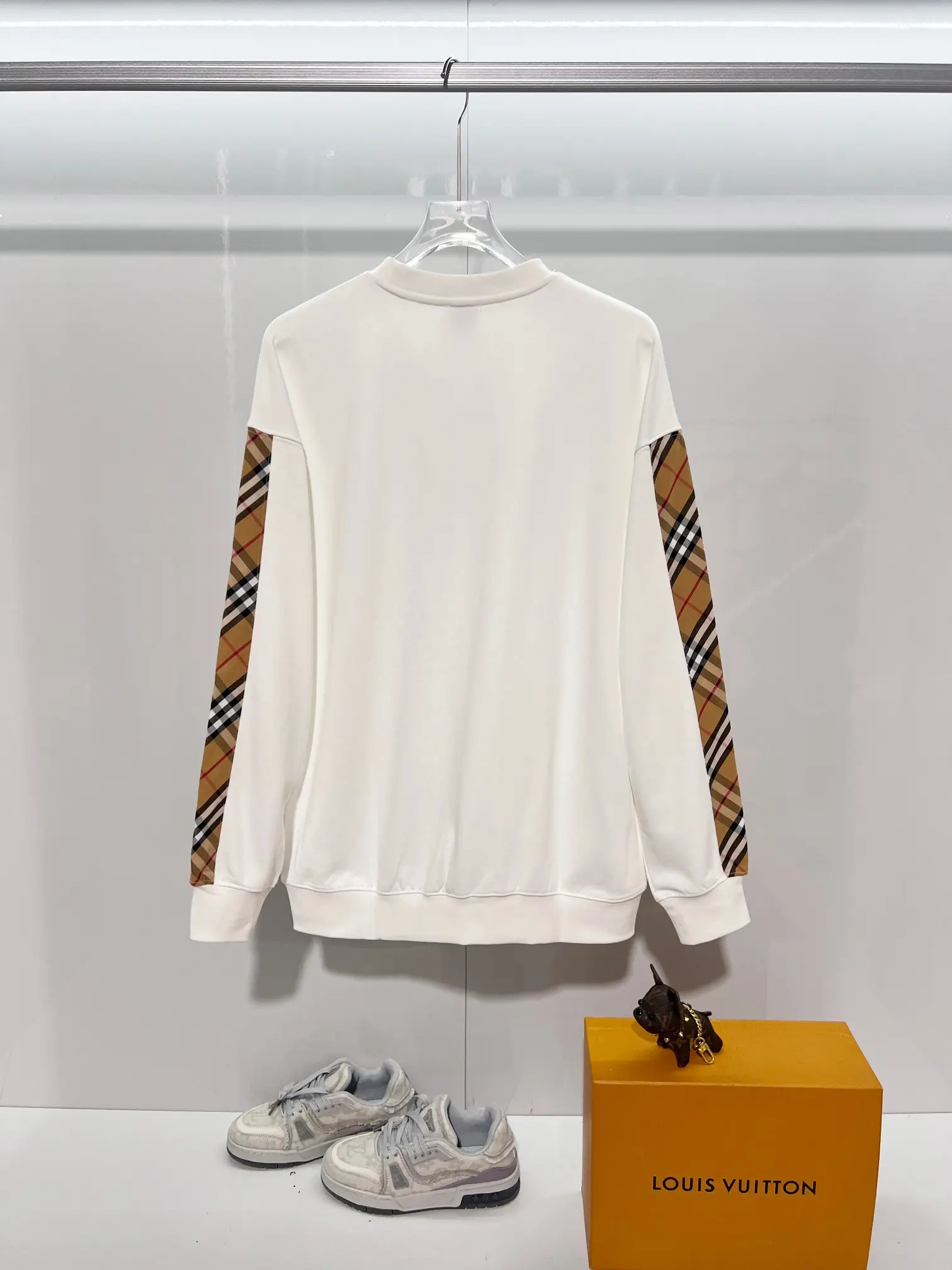 Check-Panel Cotton-Jersey Sweatshirt D19024169 — view 2
