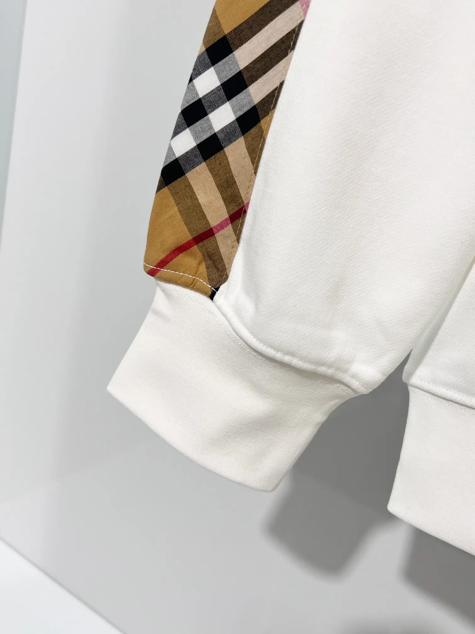 Check-Panel Cotton-Jersey Sweatshirt D19024169 — view 5