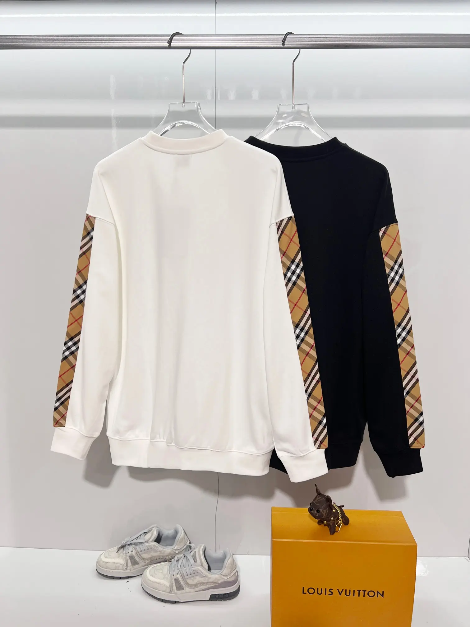 Check-Panel Cotton-Jersey Sweatshirt D19024169 — view 10