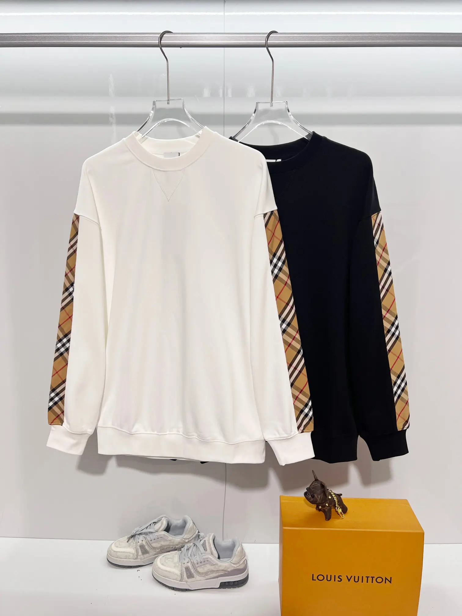 Check-Panel Cotton-Jersey Sweatshirt D19024169 — view 11
