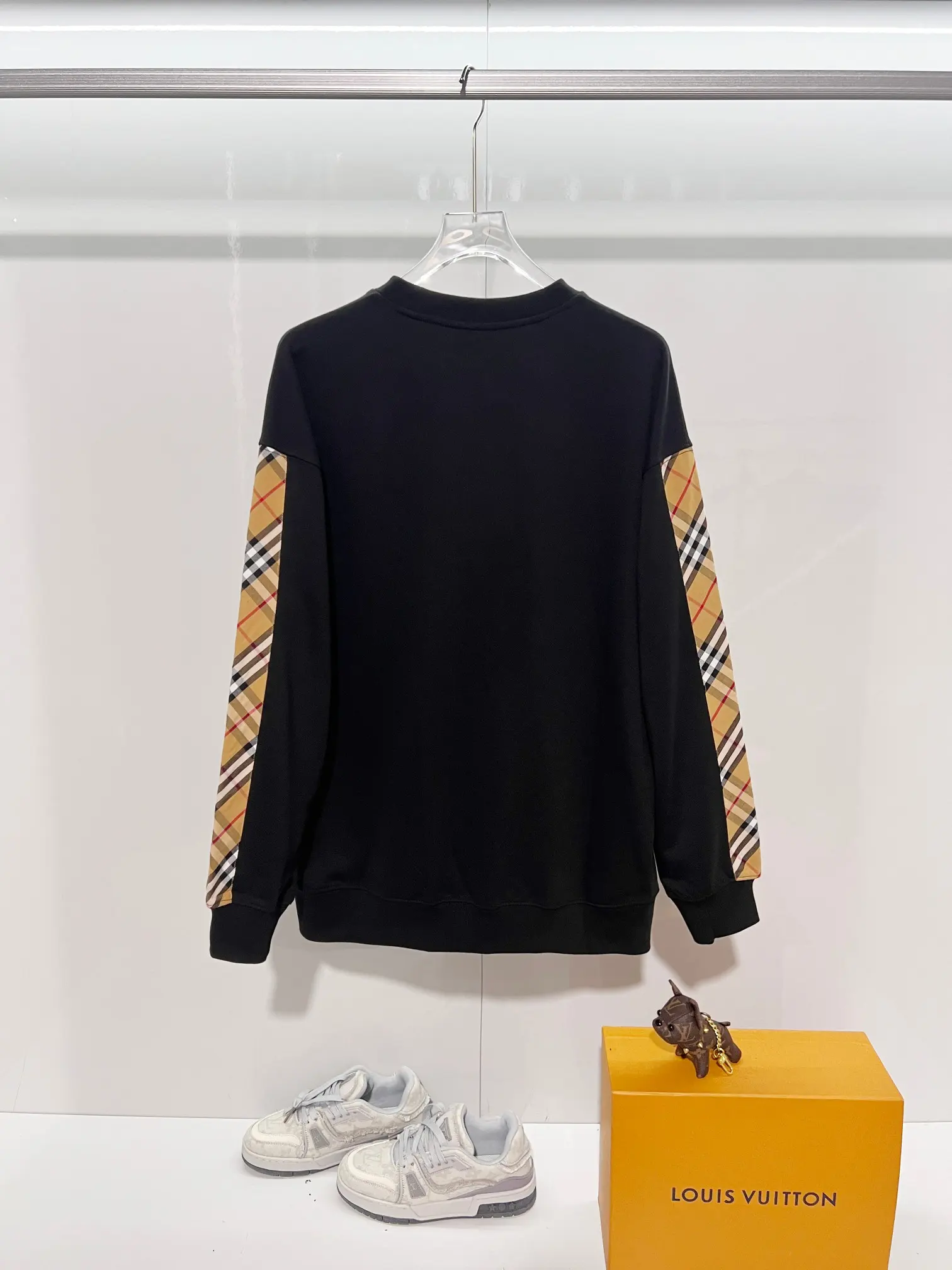 Check-Panel Cotton-Jersey Sweatshirt D19024168 — view 2