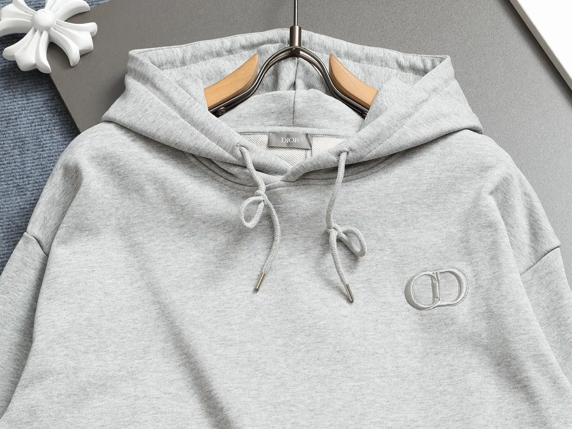 CD Icon Embroidered Cotton-Blend Hoodie D19023273 — view 3