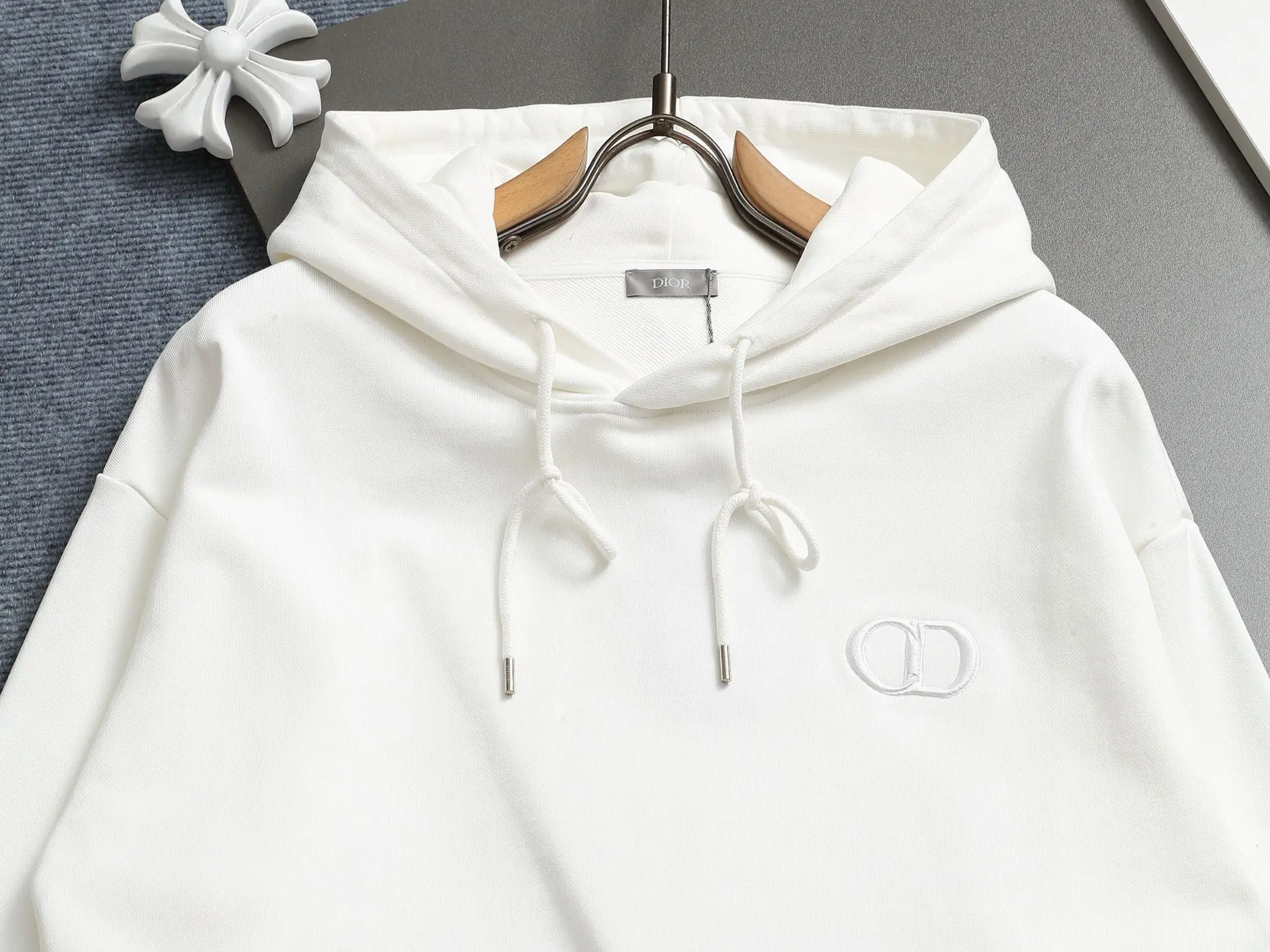 CD Icon Embroidered Cotton-Blend Hoodie D19023271 — view 3