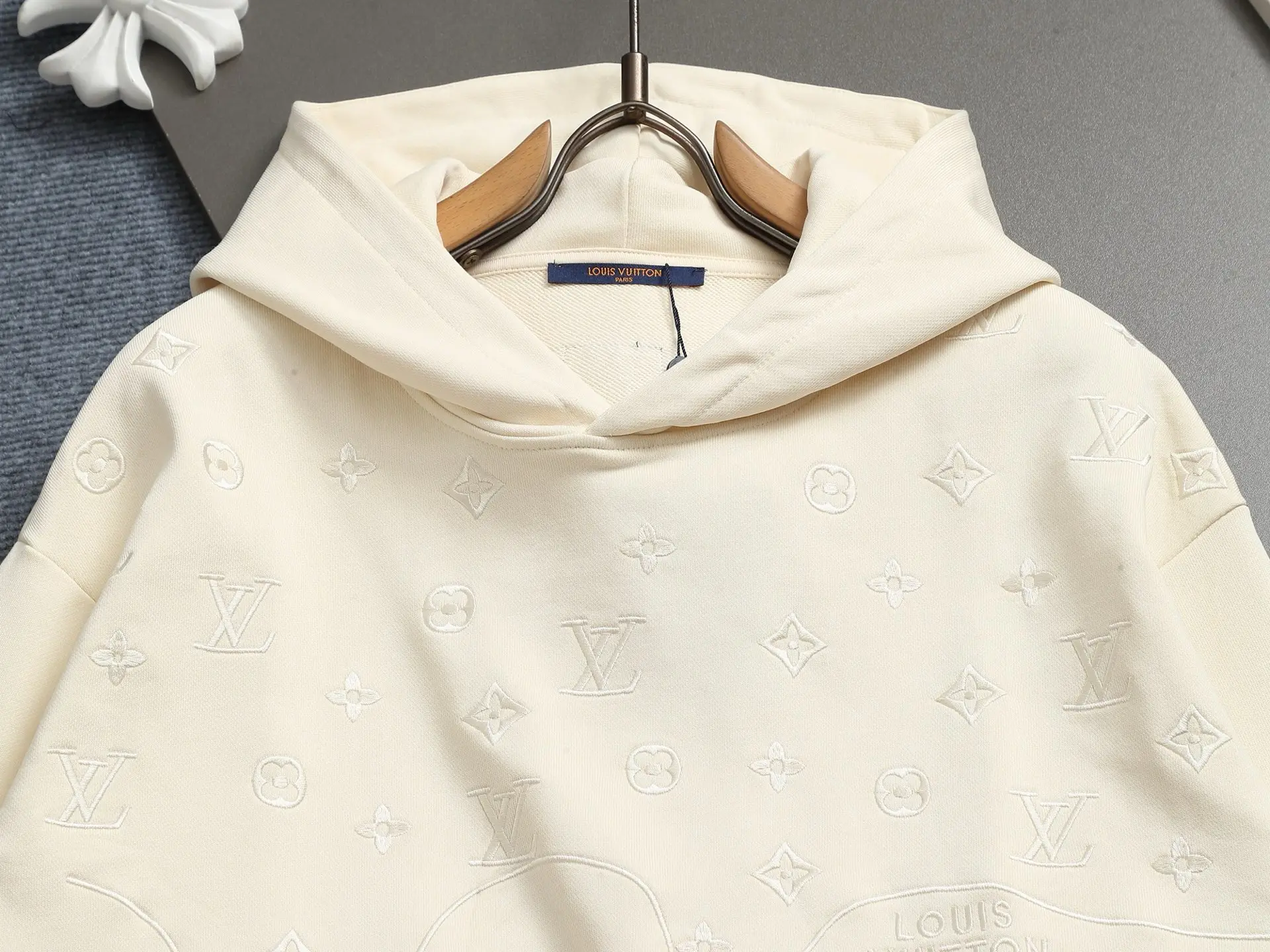Monogram Embroidered Cotton-Blend Hoodie D19023302 — view 3