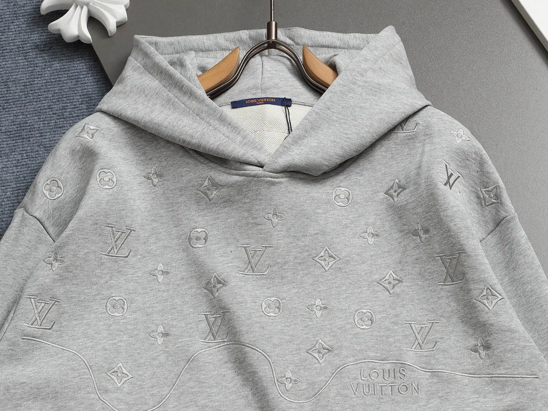 Monogram Embroidered Cotton-Blend Hoodie D19023301 — view 3