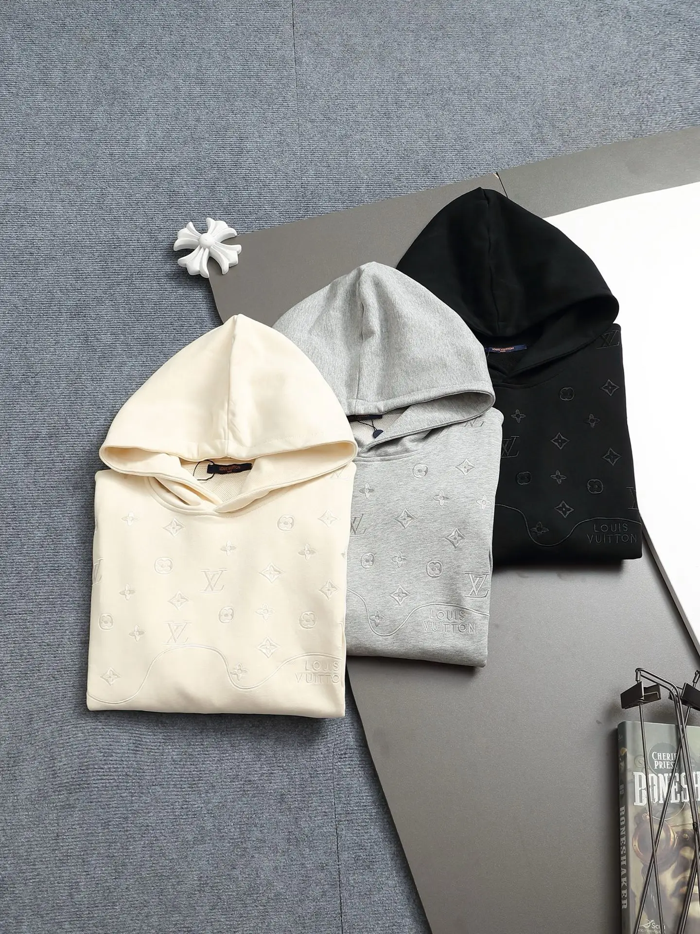 Monogram Embroidered Cotton-Blend Hoodie D19023301 — view 14