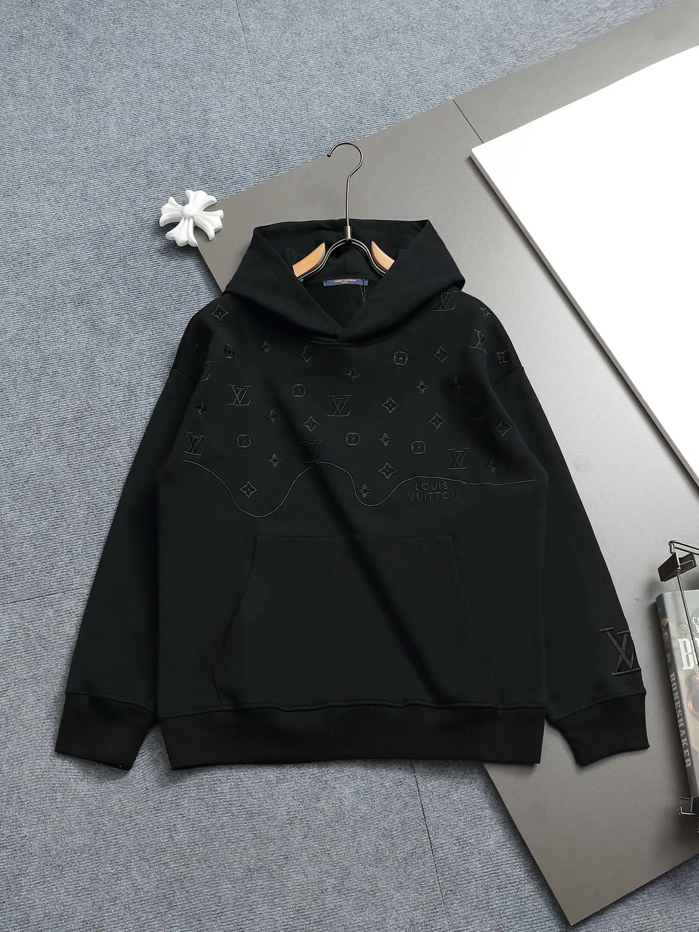 Monogram Embroidered Cotton-Blend Hoodie D19023303
