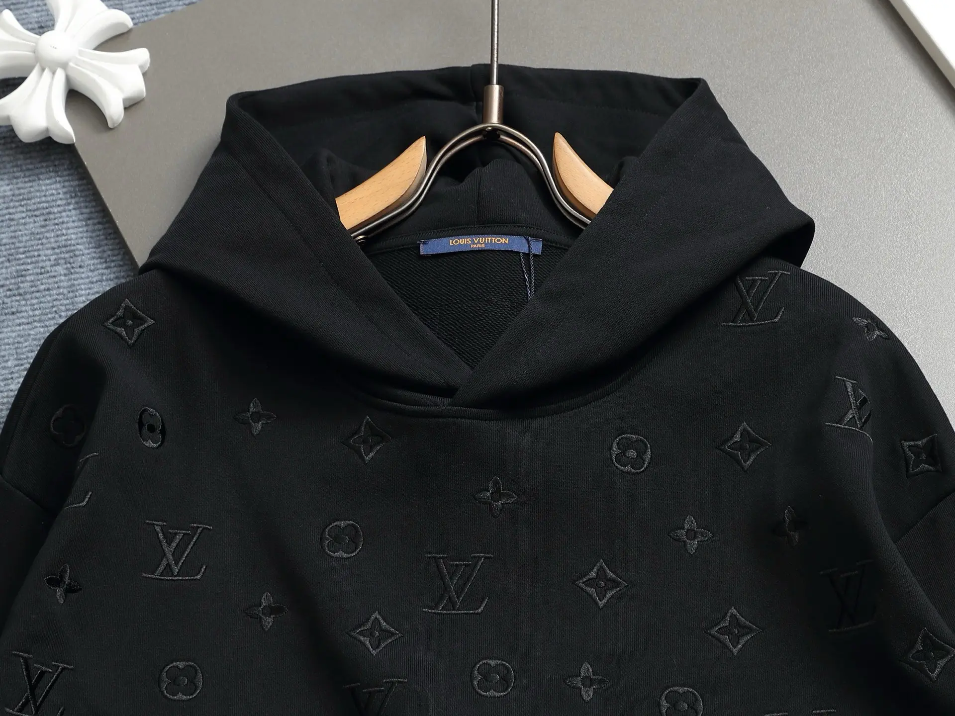 Monogram Embroidered Cotton-Blend Hoodie D19023303 — view 3