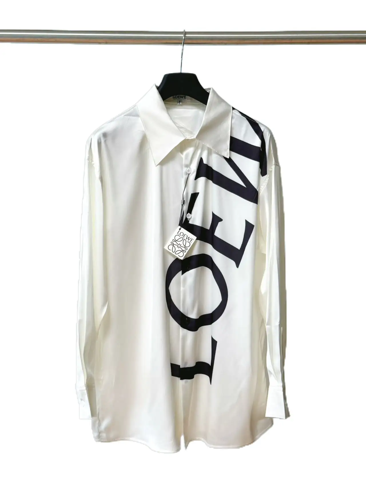 Logo Print Silk Long-Sleeved Shirt D19021123