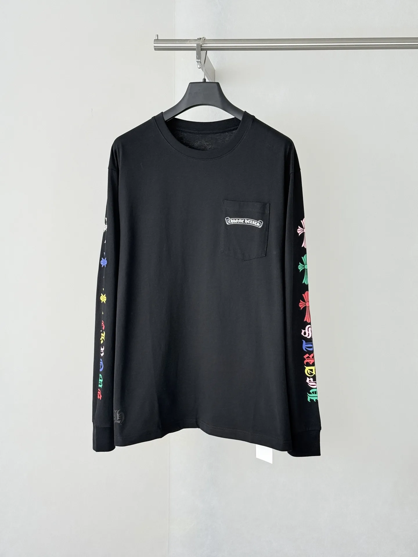 Multicolor Cross Print Long-Sleeve T-Shirt D19523922