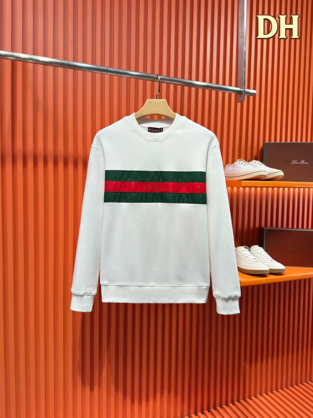 Web Stripe Logo Embroidered Sweatshirt D19523322