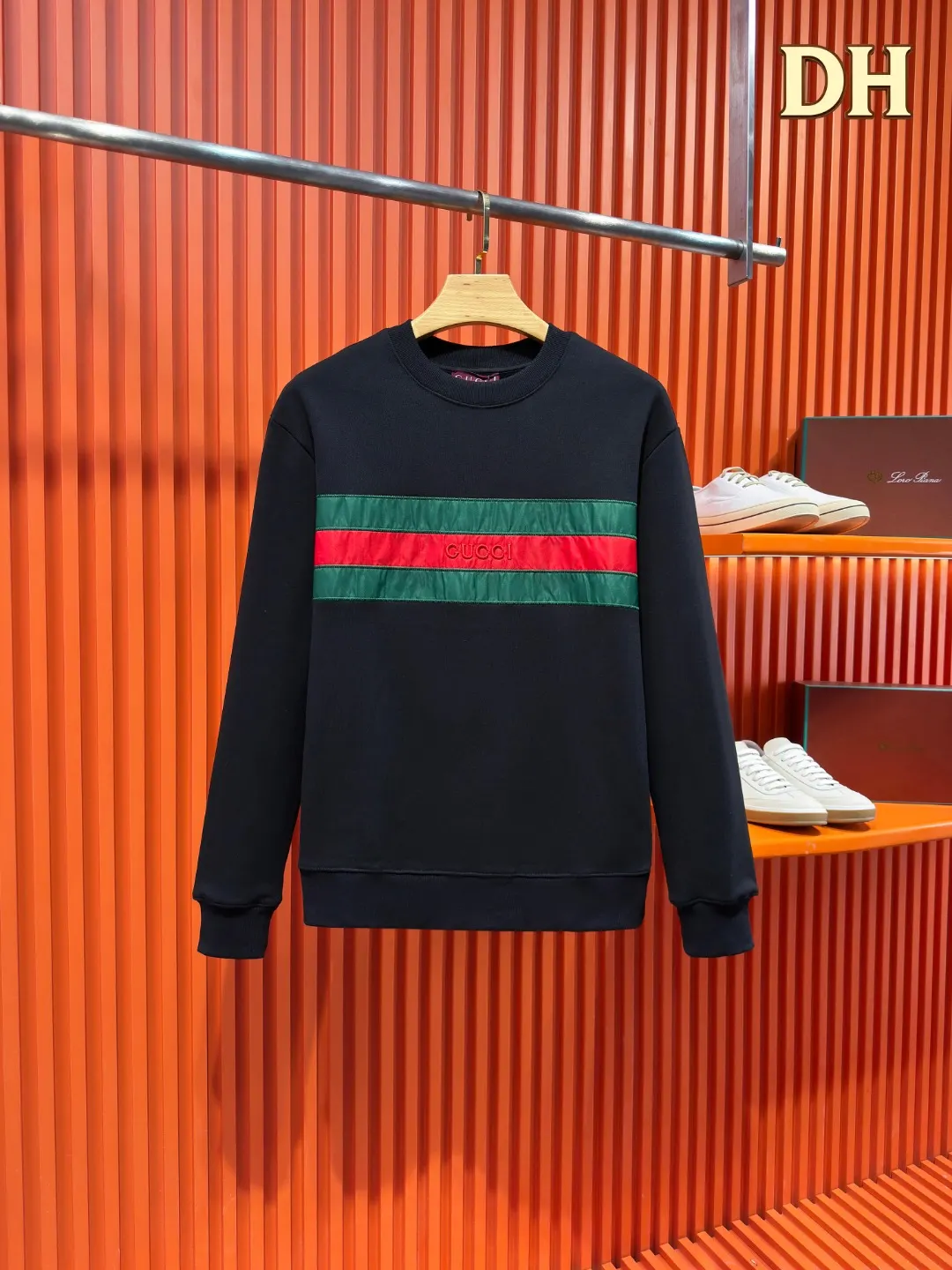 Web Stripe Logo Embroidered Sweatshirt D19523321