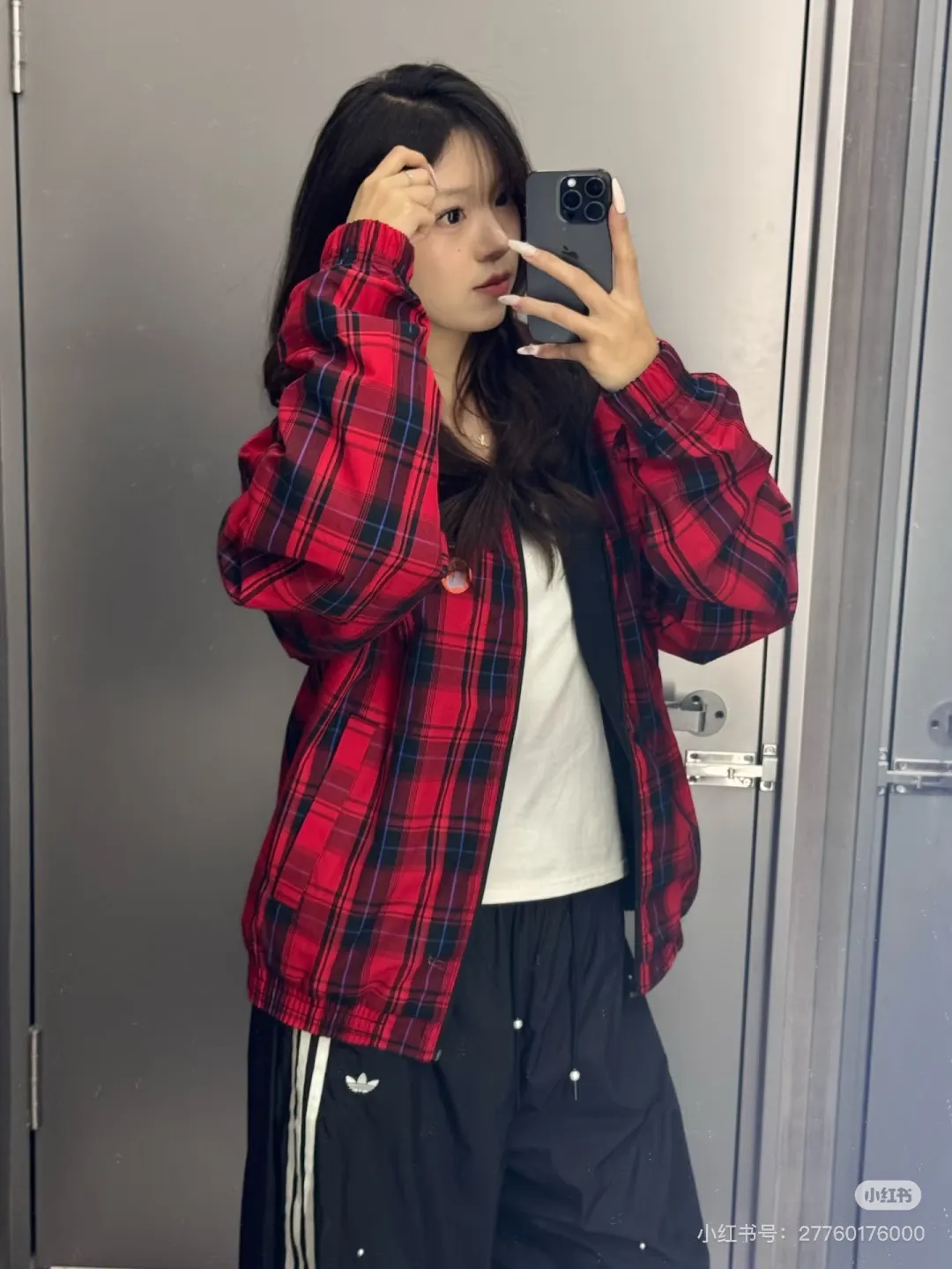 Valentine's Day Reversible Plaid Track Jacket D20023062 — view 7