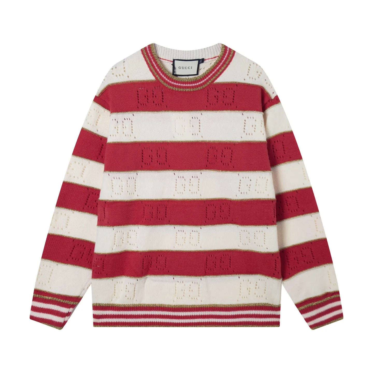 Striped GG Perforated Wool Sweater D20023367