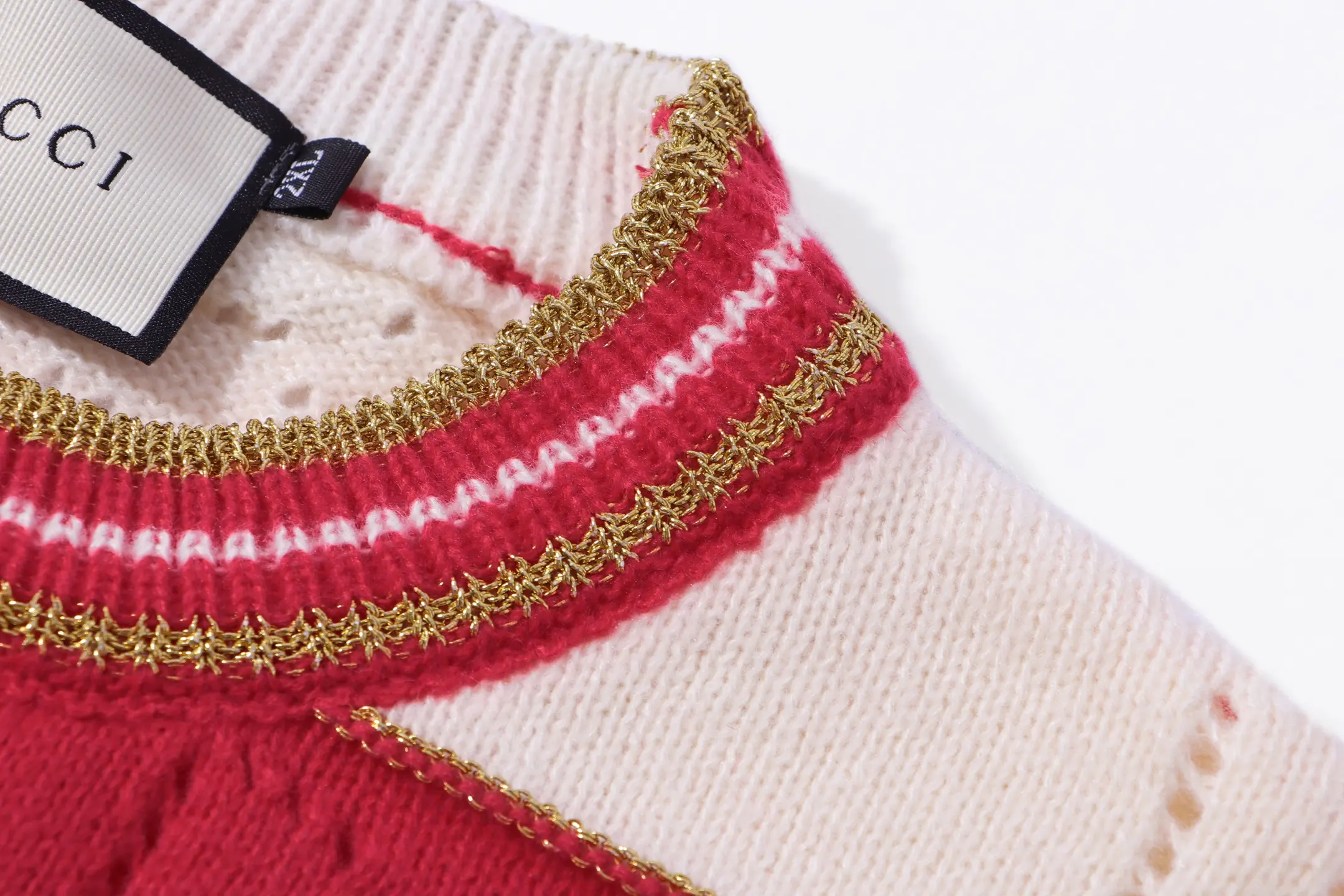Striped GG Perforated Wool Sweater D20023367 — view 8