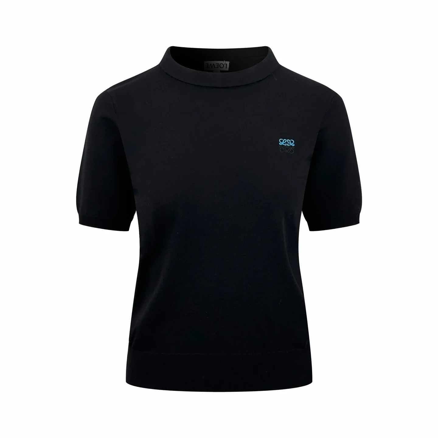 Anagram Embroidered Short-Sleeve Wool Sweater D20022701