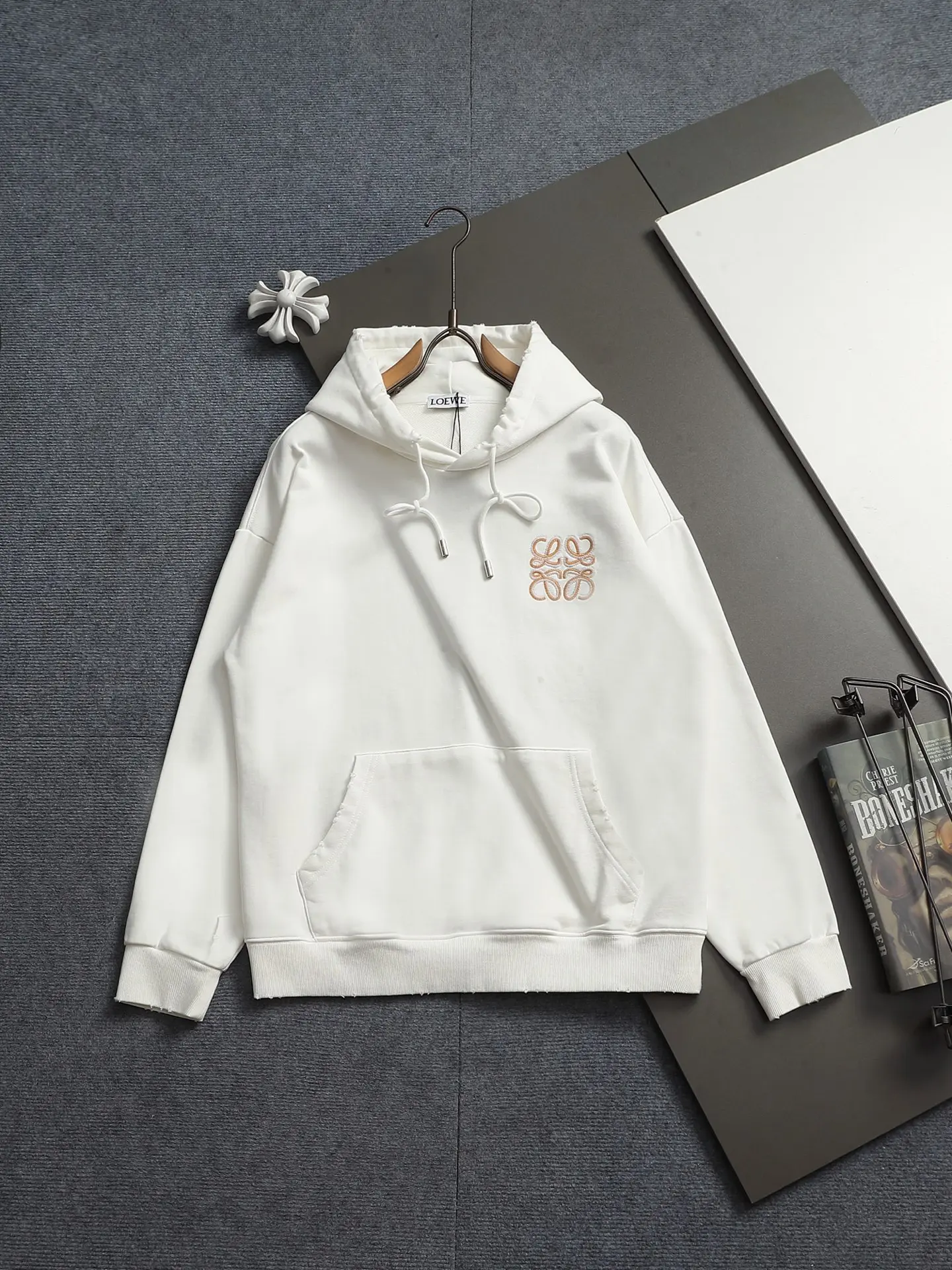 Anagram Logo Embroidered Cotton Hoodie D20023295