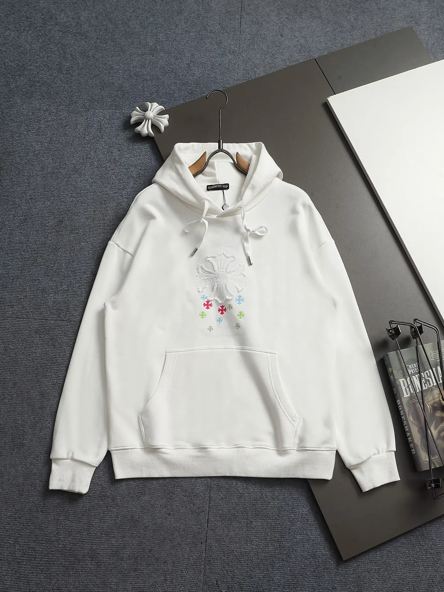 Chrome Hearts Cross Embroidery Acid-Wash Hoodie D20023313