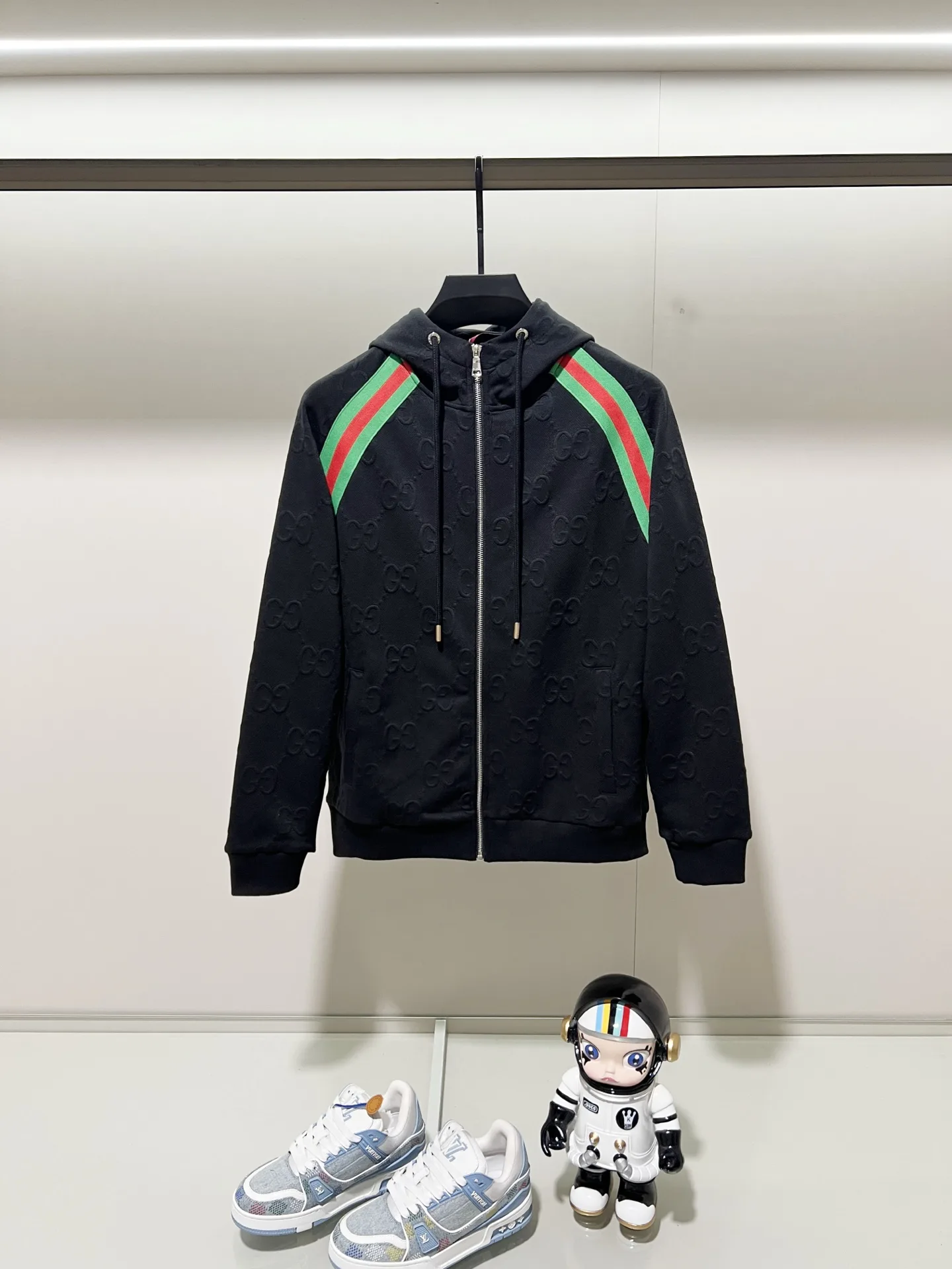Web-Stripe GG Monogram Zip-Up Hoodie D20021370