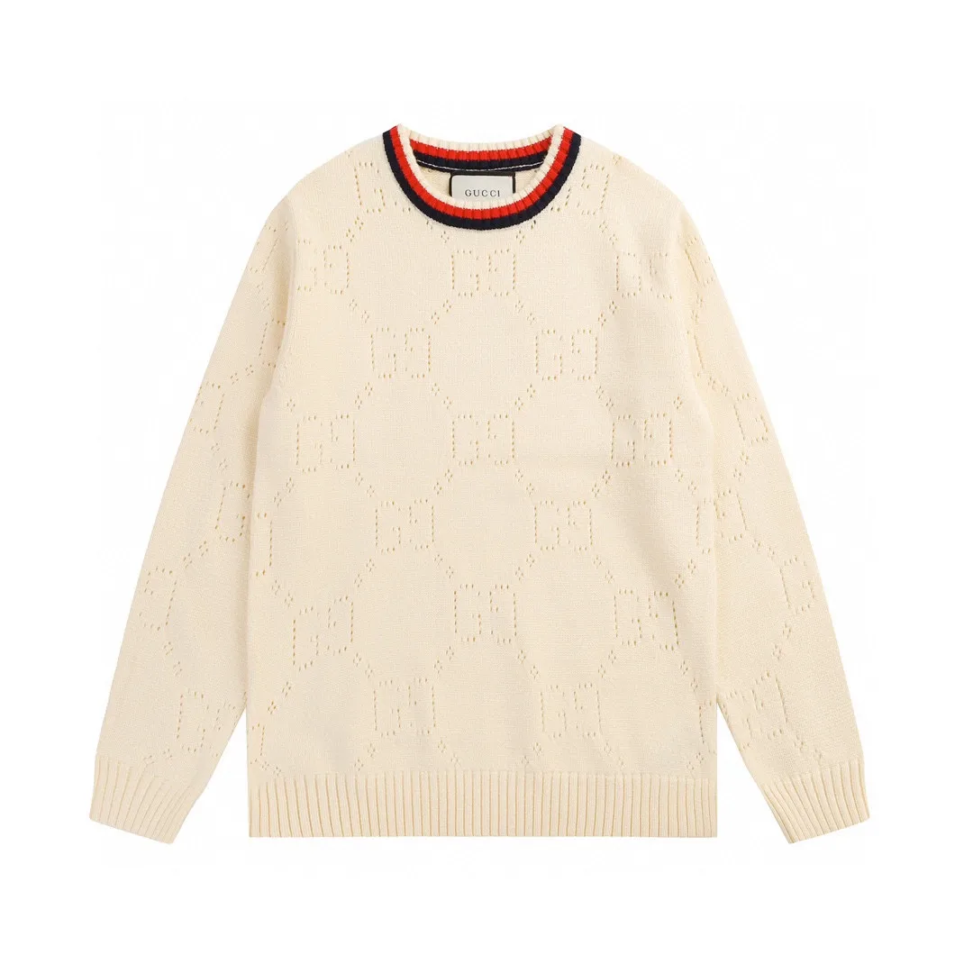 GG Perforated Knit Crew-Neck Sweater D20023366