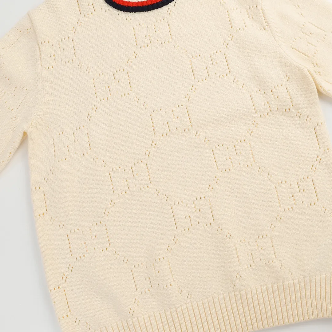 GG Perforated Knit Crew-Neck Sweater D20023366 — view 3