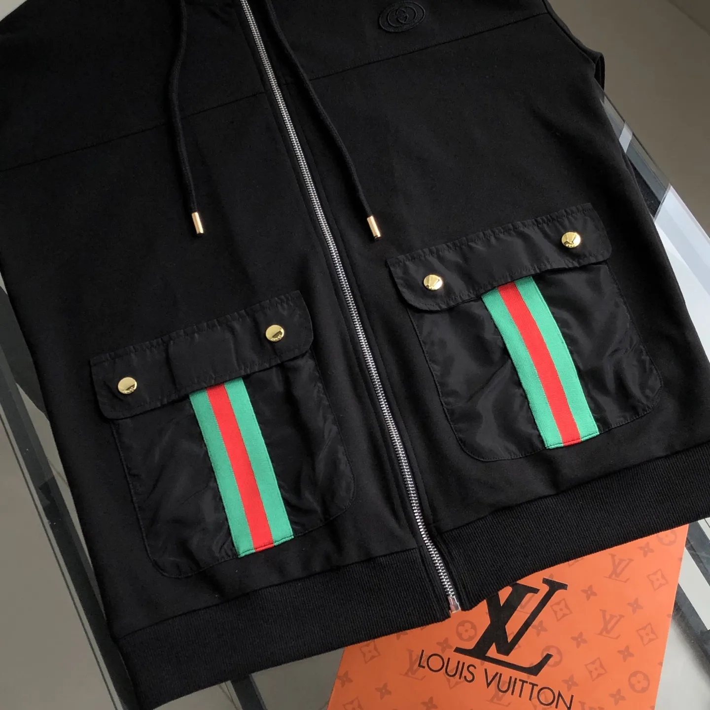 Web-Stripe Trim Hooded Zip-Up Sweatshirt D20521379 — view 7