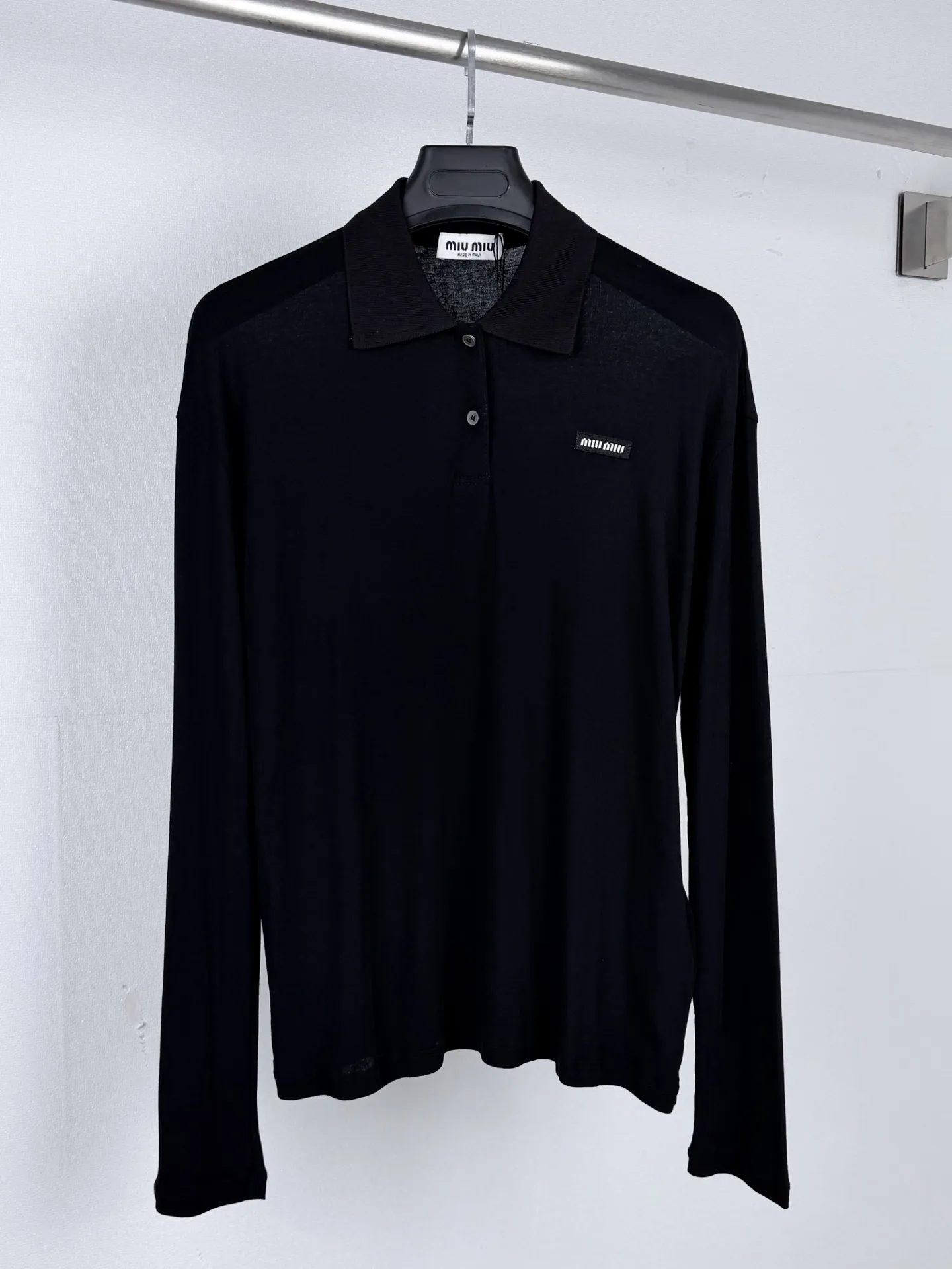 Logo-Patch Long-Sleeve Polo Shirt D20521301