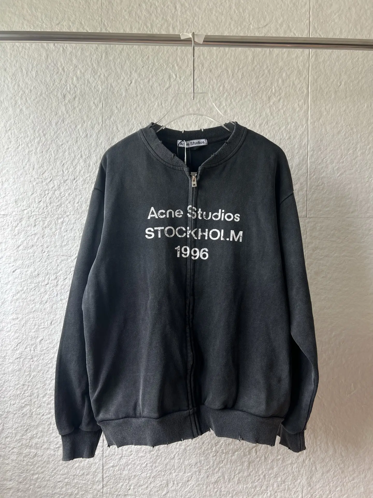 1996 Logo Distressed Zip-Up Sweatshirt D20522857