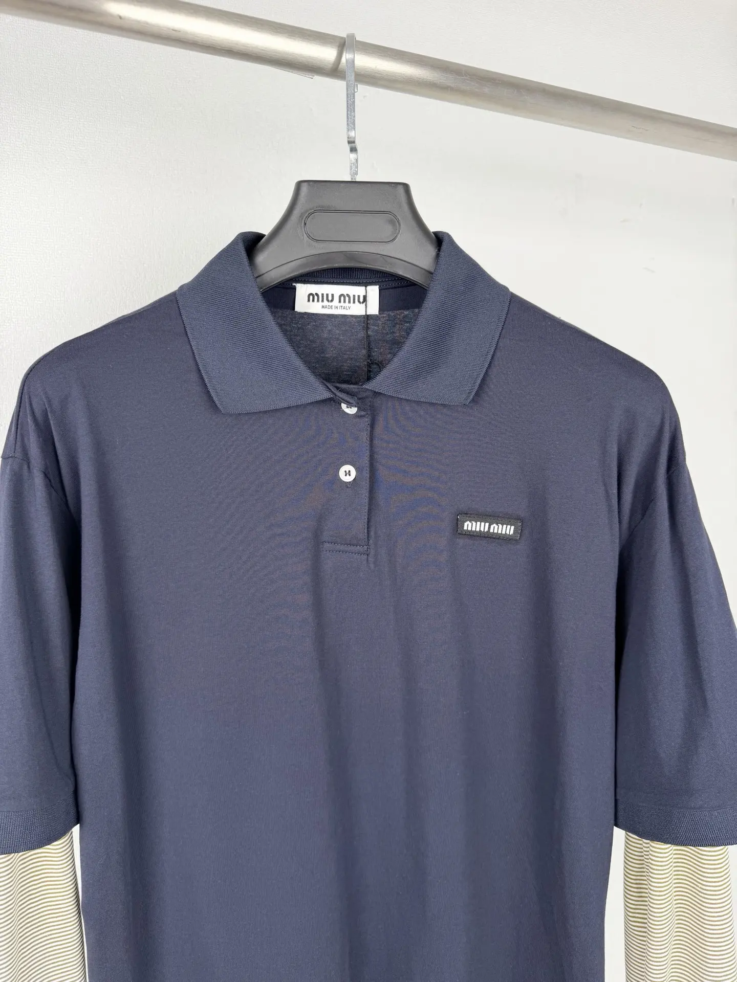 Layered Striped Long-Sleeve Polo Shirt D21021299 — view 2